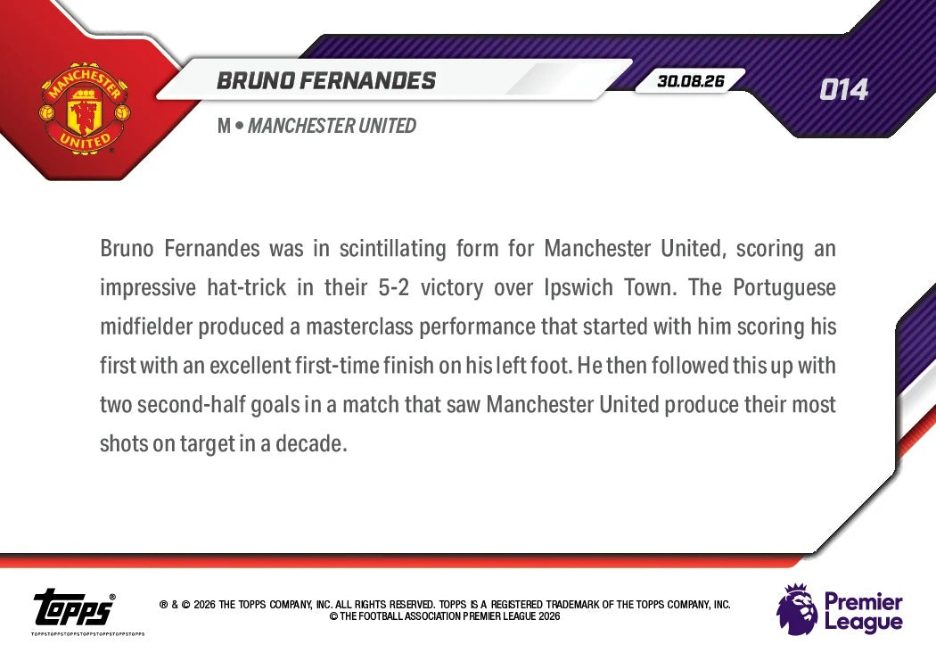 2026-27 | Topps | Now | Premier League | #014 | Bruno Fernandes | Base