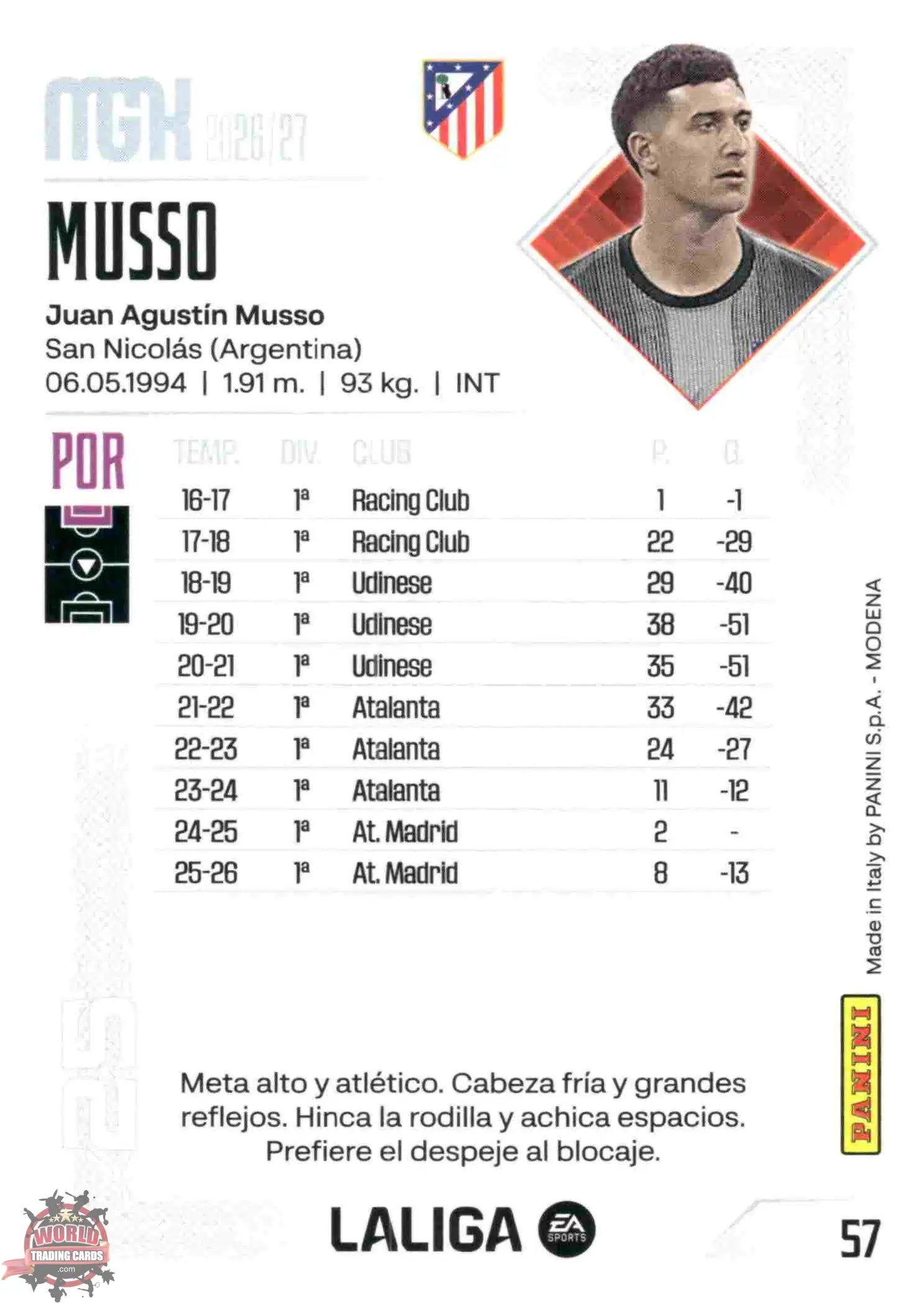 Panini | Megacracks | 2026-2027 | #057 | Musso | Atlético de Madrid | Basico