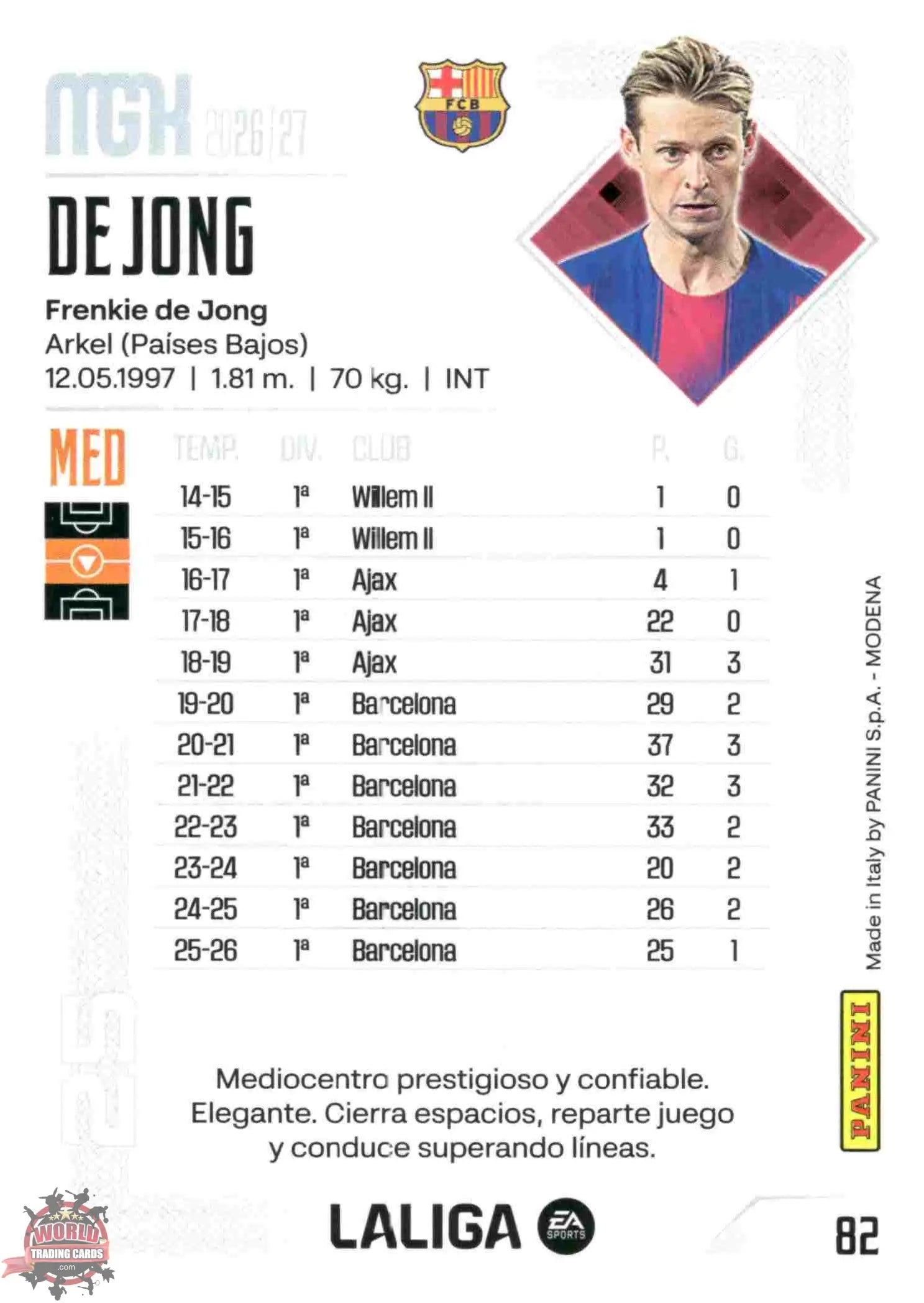 Panini | Megacracks | 2026-2027 | #082 | De Jong | FC Barcelona | Basico