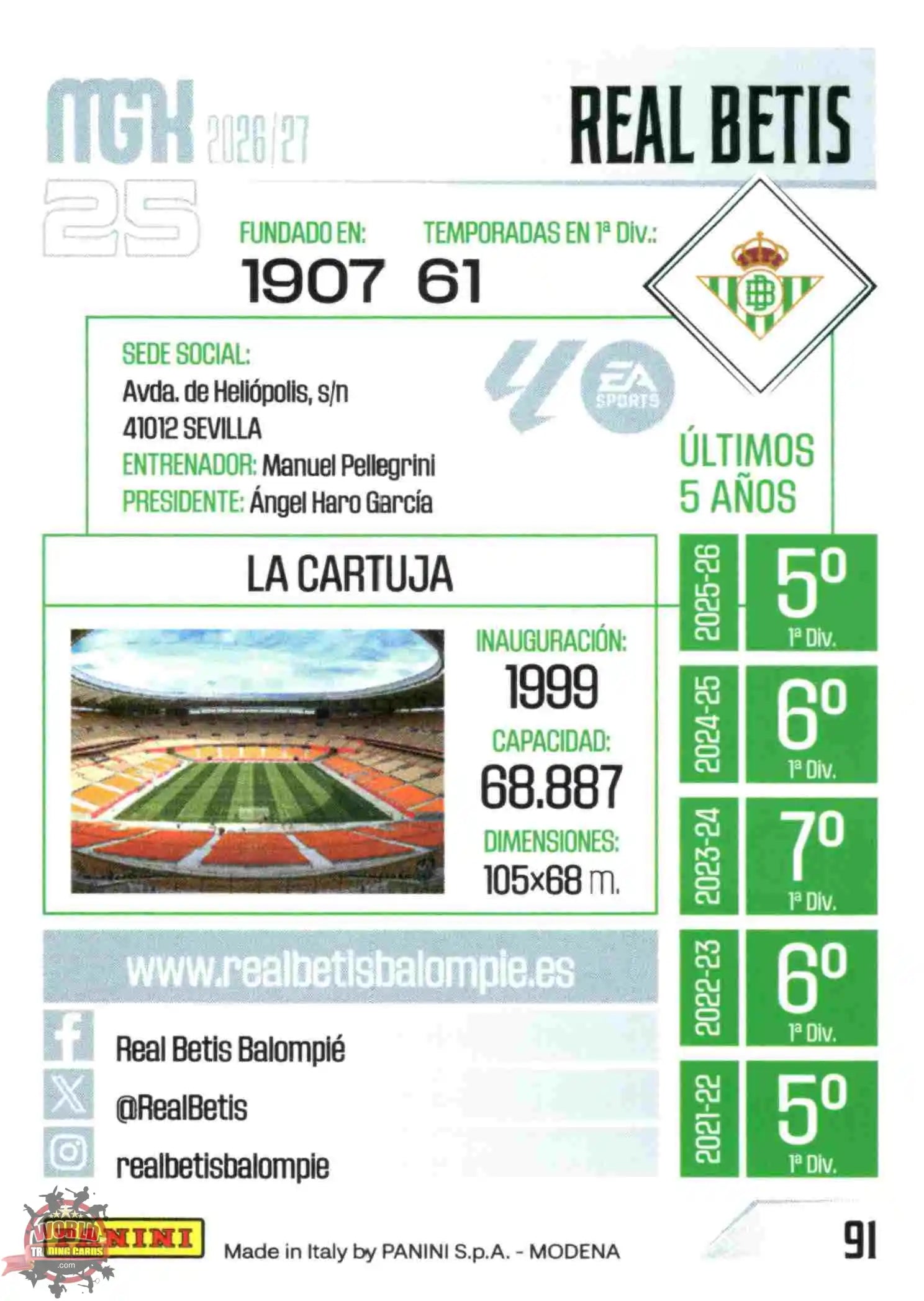 Crest - Real Betis - Panini Megacracks - 2025-2026 - #091 - Basic