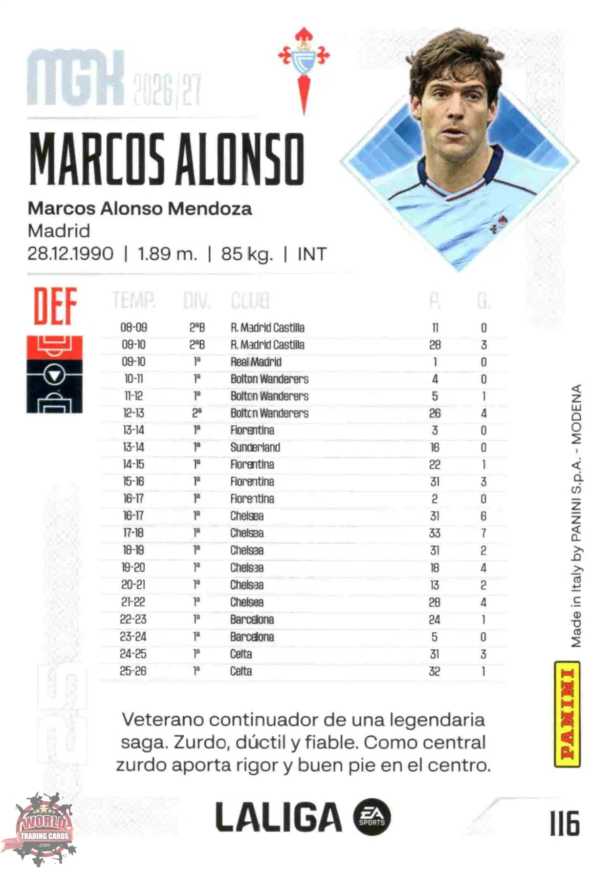Panini | Megacracks | 2026-2027 | #116 | Marcos Alonso | RC Celta | Basico