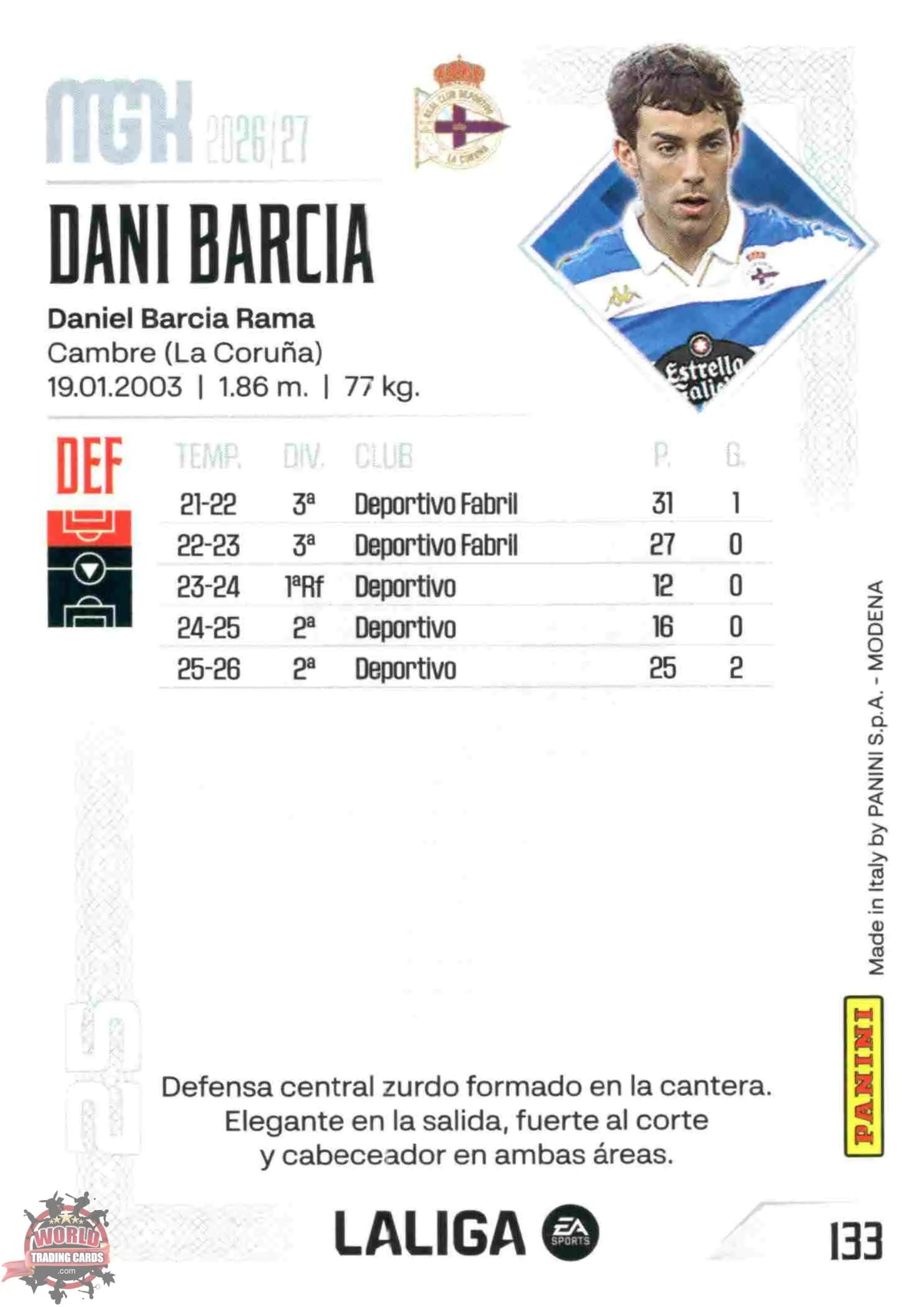 Panini | Megacracks | 2026-2027 | #133 | Dani Barcia | RC Deportivo | Basico