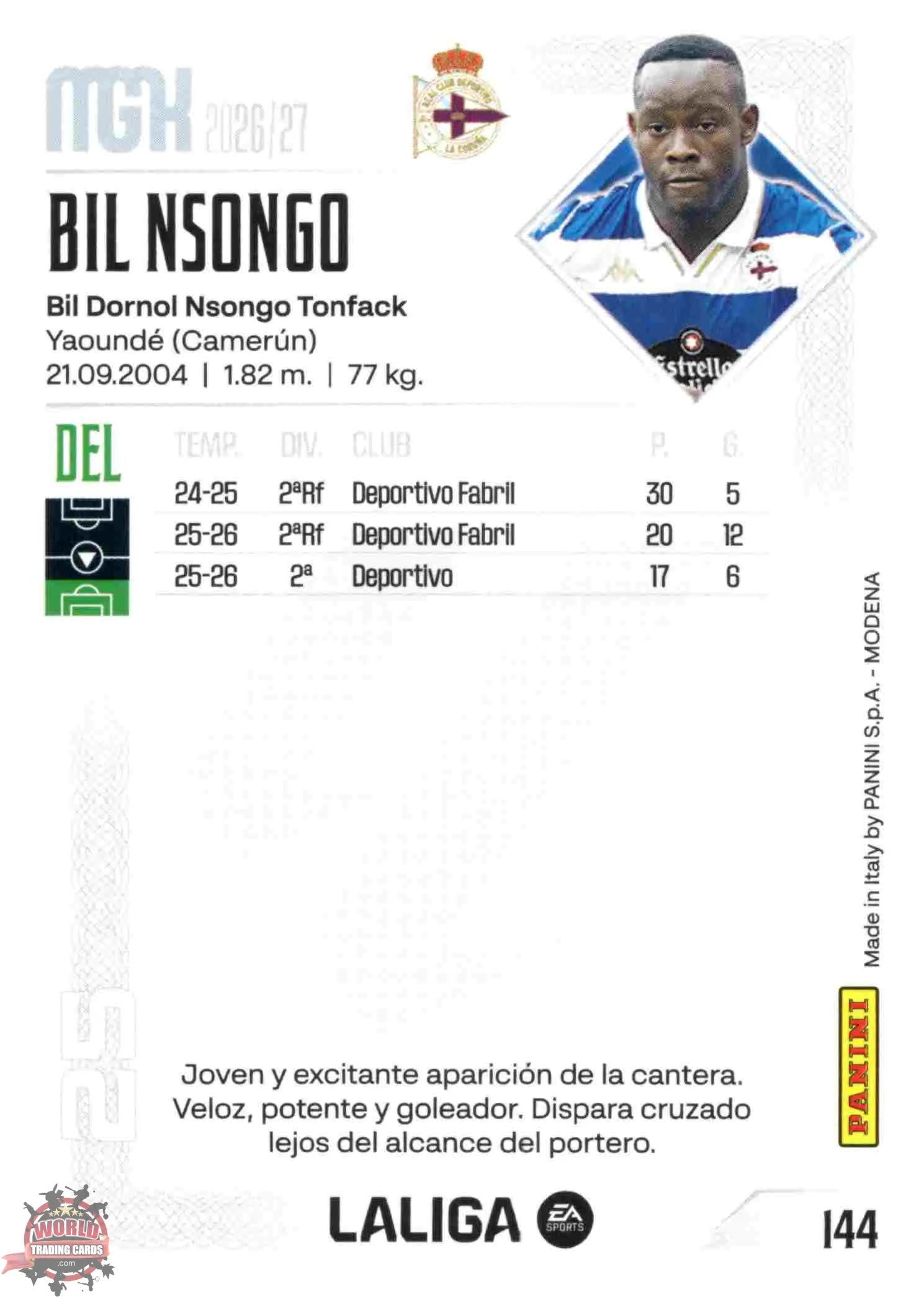 Panini | Megacracks | 2026-2027 | #144 | Bil Nsongo | RC Deportivo | Basico
