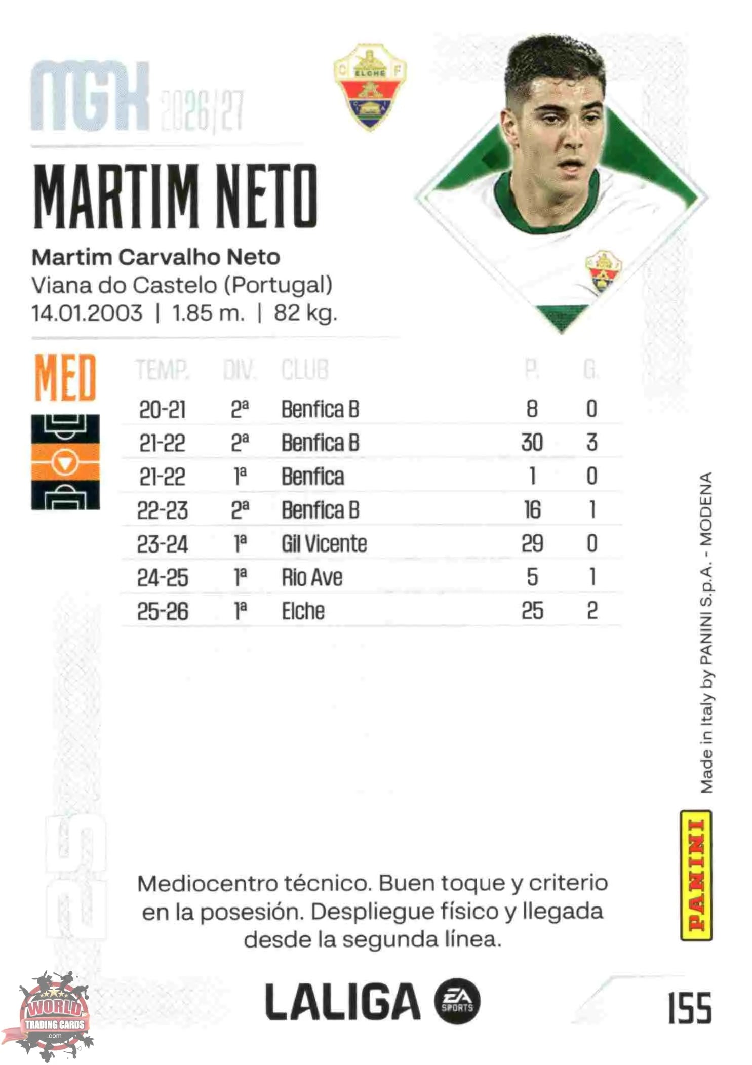 Panini | Megacracks | 2026-2027 | #155 | Martim Neto | Elche CF | Basico