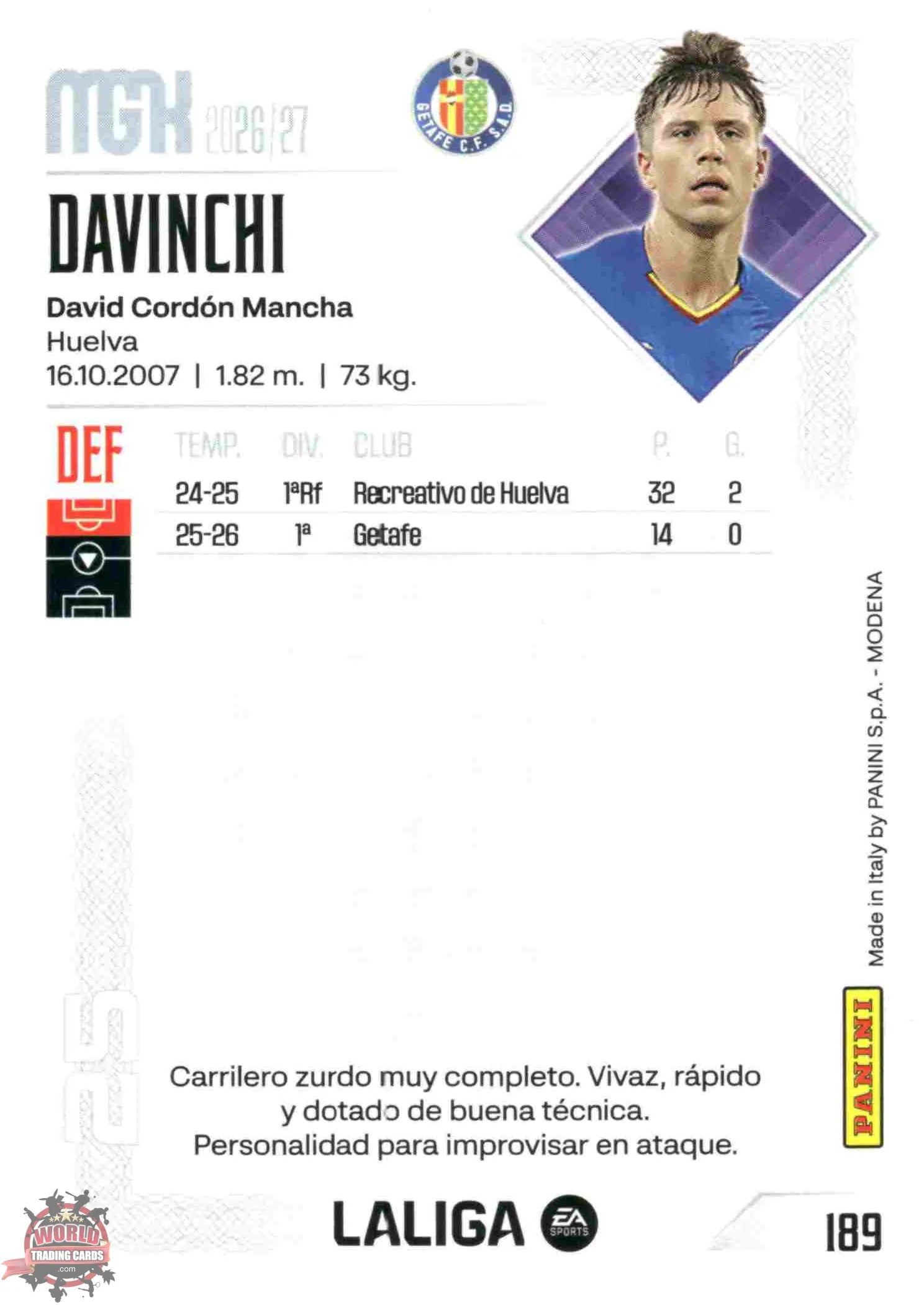 Panini | Megacracks | 2026-2027 | #189 | Davinchi | Getafe CF | Basico