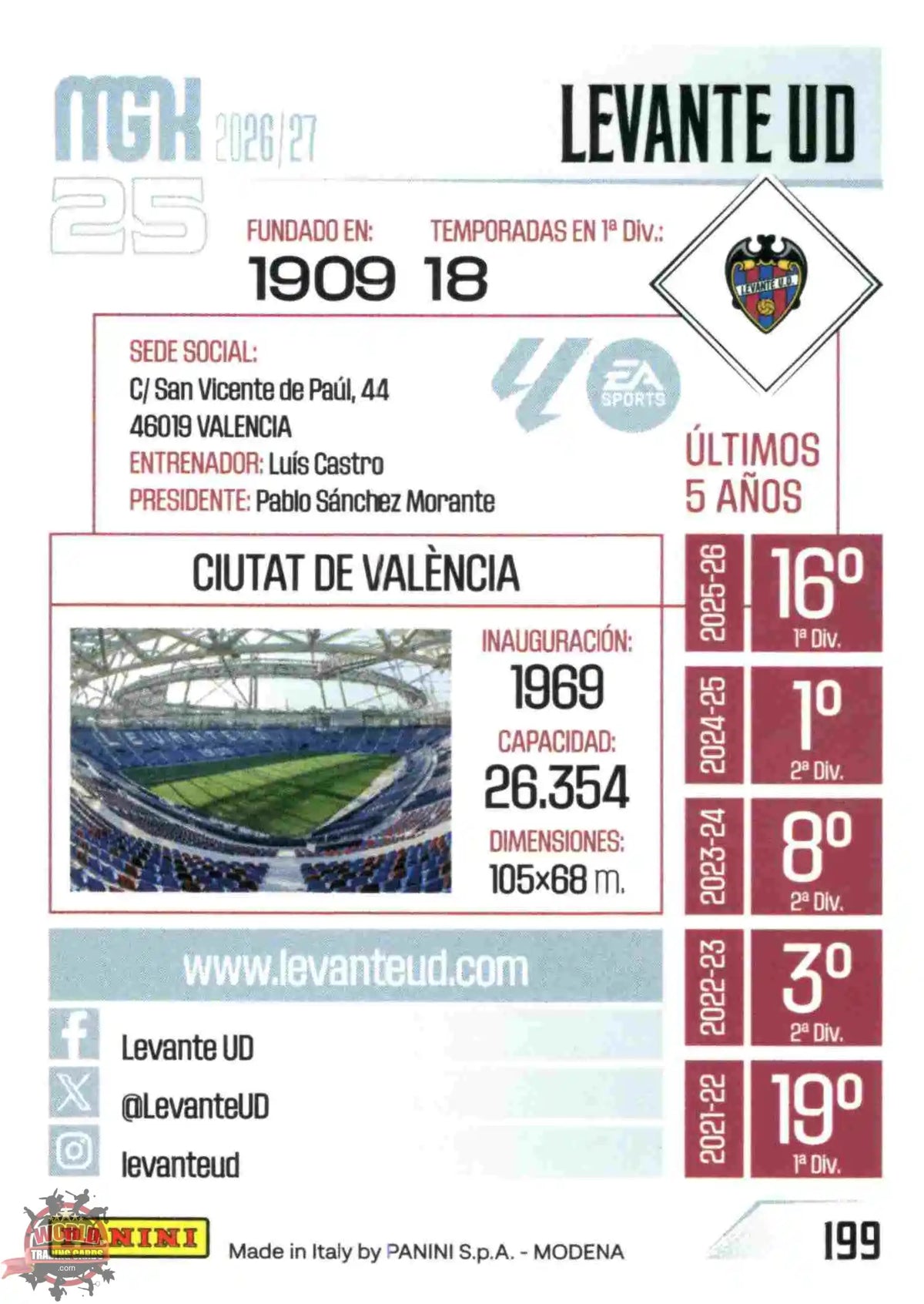 Panini | Megacracks | 2026-2027 | #199 | Escudo | Levante UD | Basico