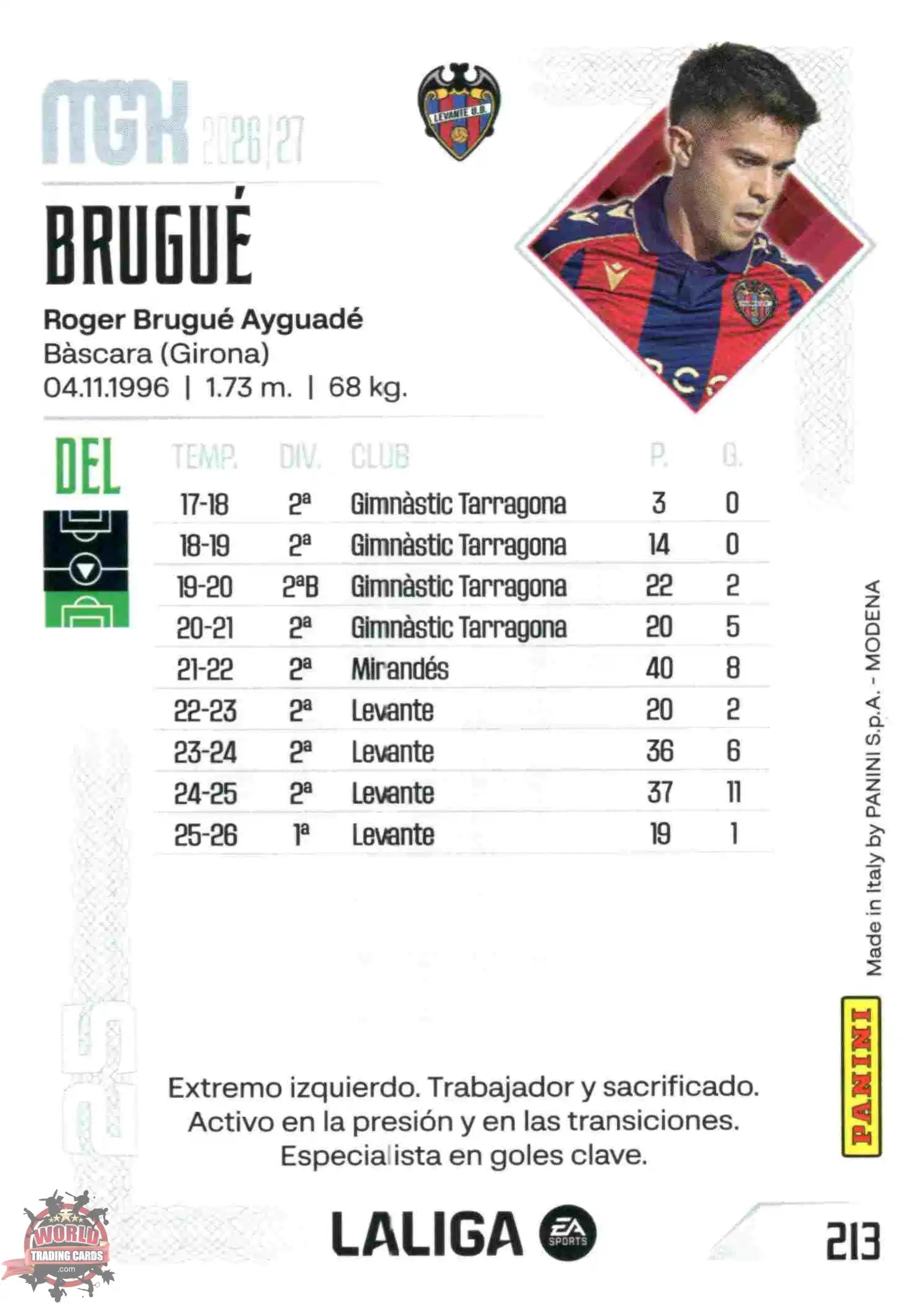 Panini | Megacracks | 2026-2027 | #213 | Brugué | Levante UD | Basico