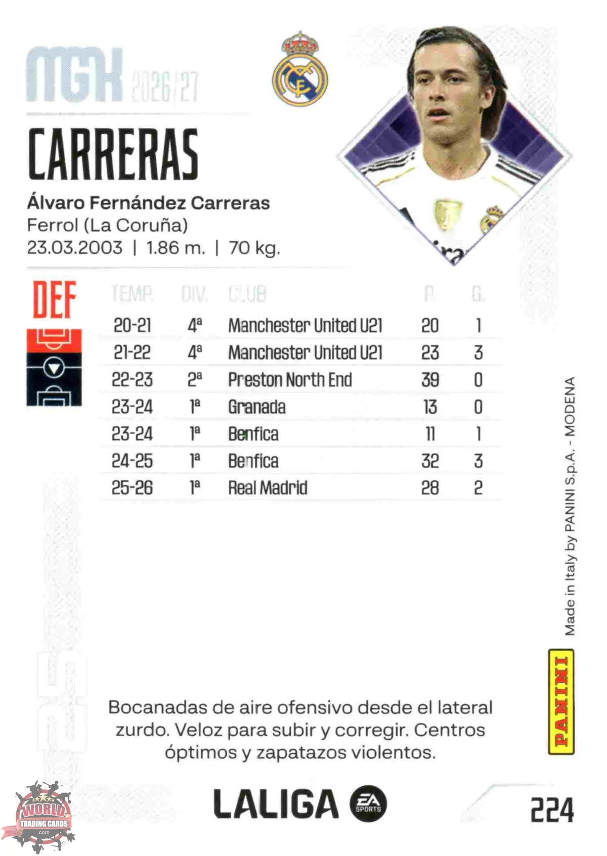 Panini | Megacracks | 2026-2027 | #224 | Carreras | Real Madrid | Basico