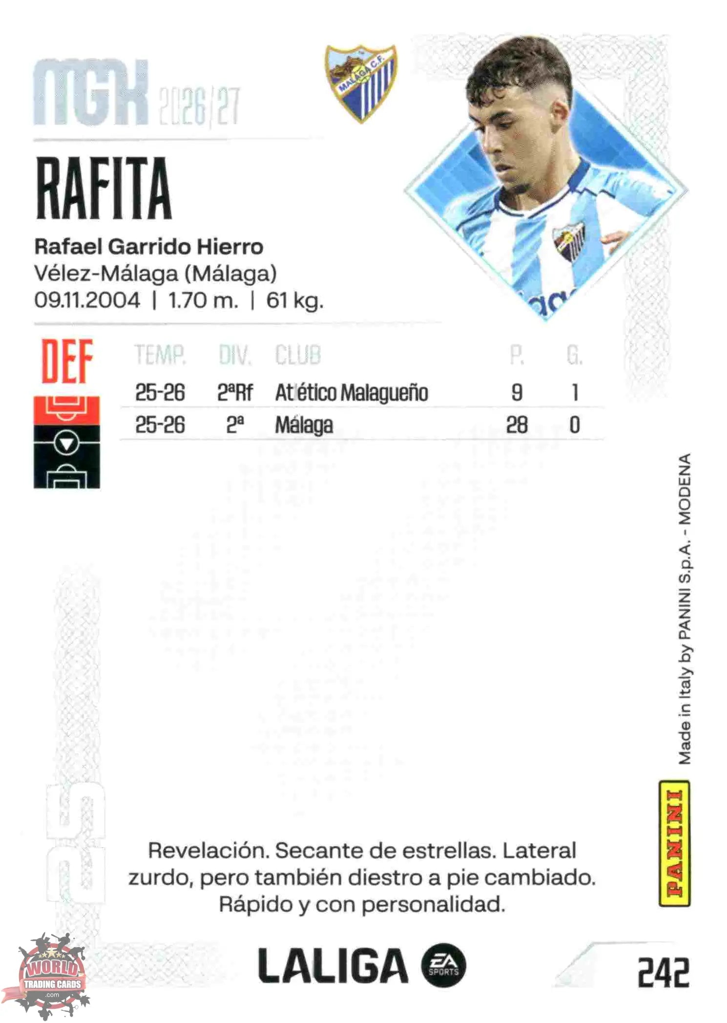 Panini | Megacracks | 2026-2027 | #242 | Rafita | Málaga CF | Basico