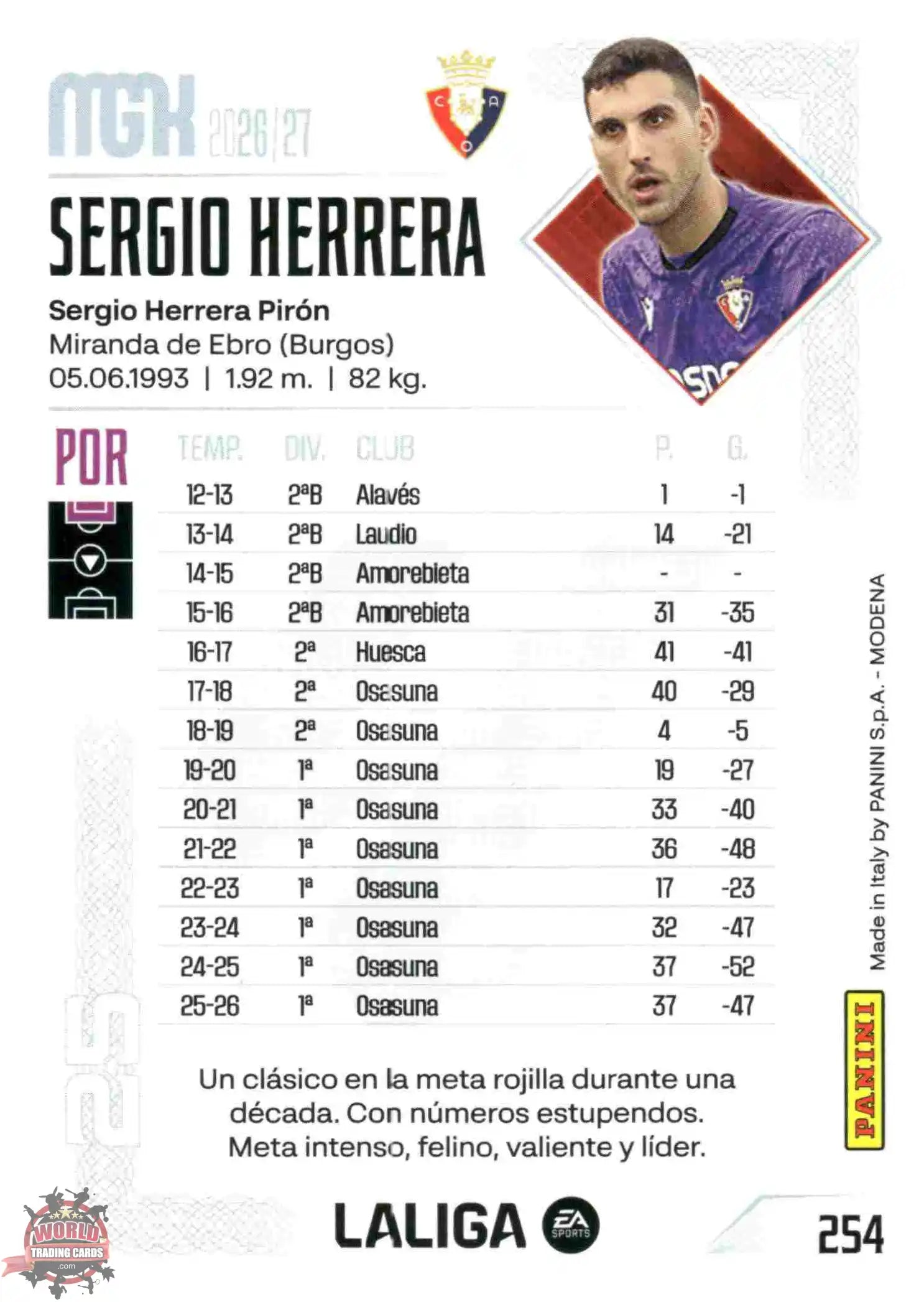 Panini | Megacracks | 2026-2027 | #254 | Sergio Herrera | CA Osasuna | Basico