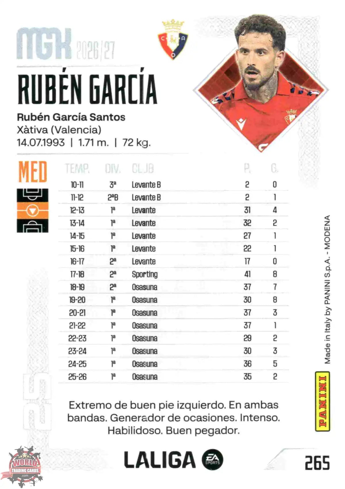 Panini | Megacracks | 2026-2027 | #265 | Rubén García | CA Osasuna | Basico