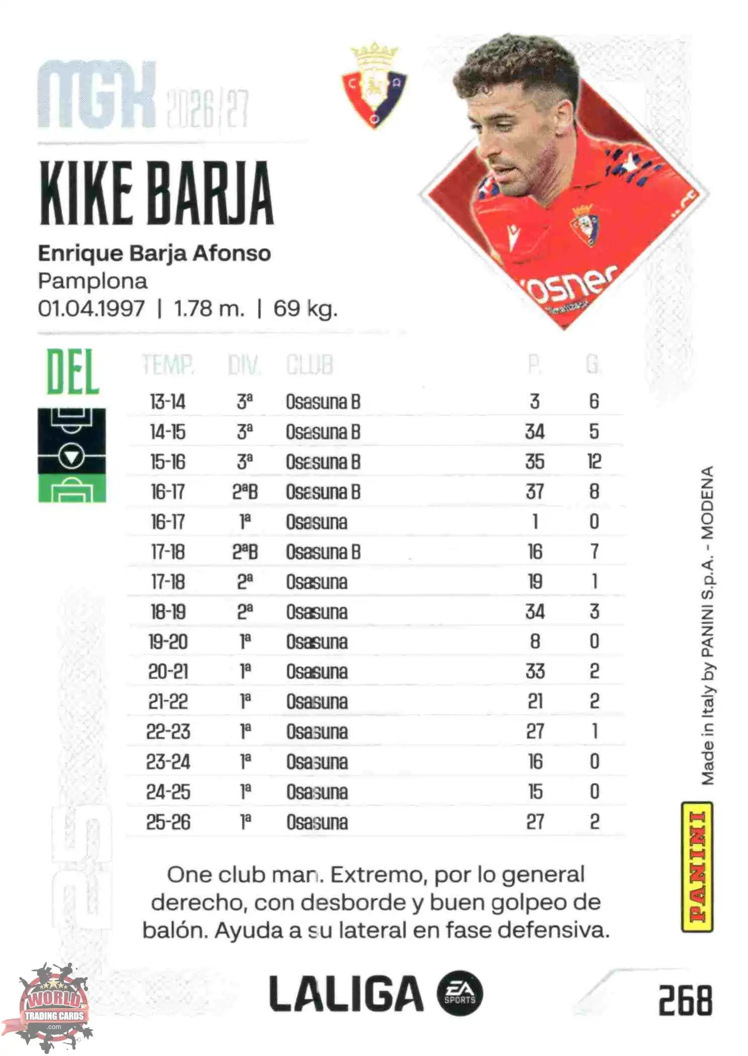 Panini | Megacracks | 2026-2027 | #268 | Kike Barja | CA Osasuna | Basico