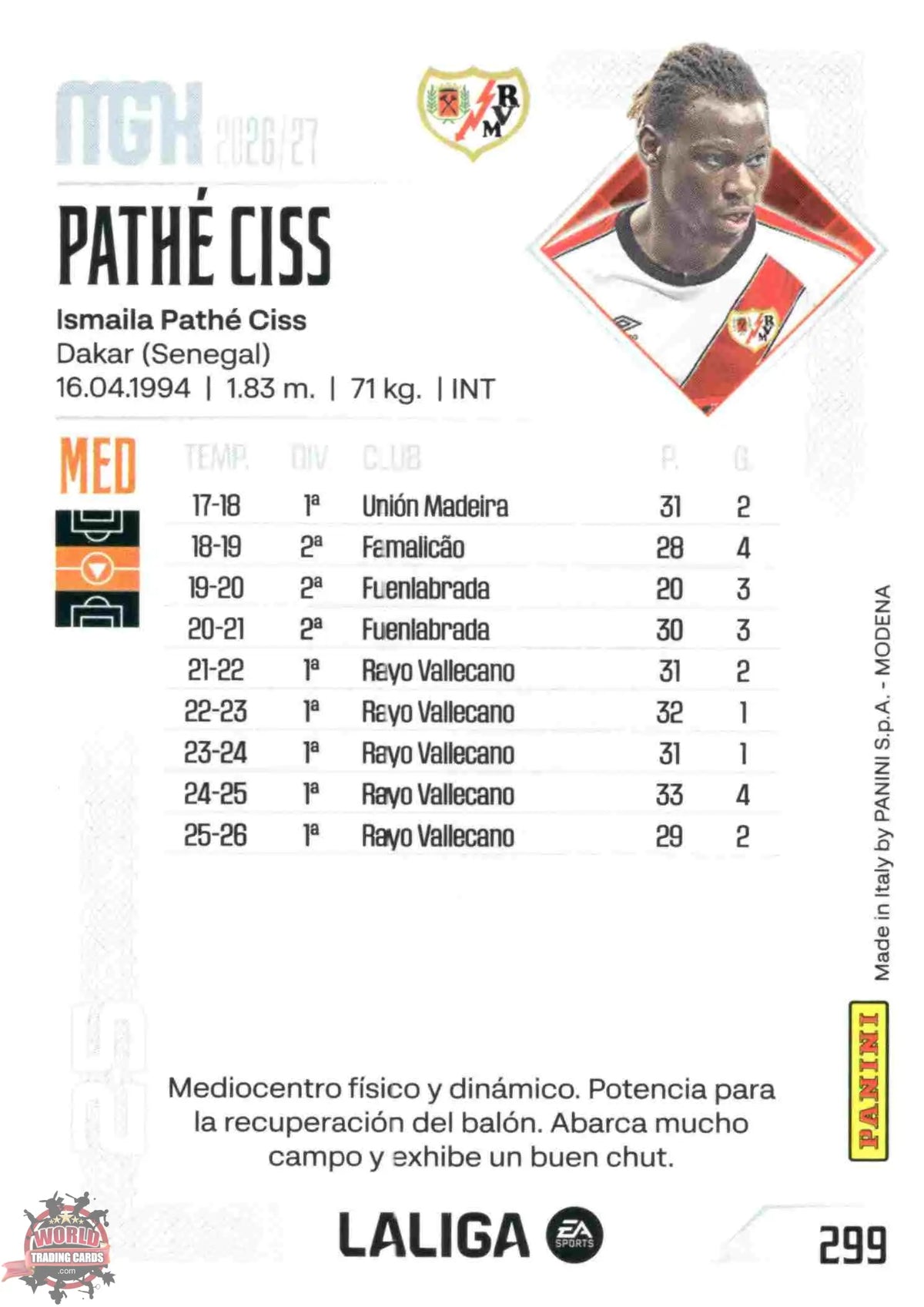 Panini | Megacracks | 2026-2027 | #299 | Pathé Ciss | Rayo Vallecano | Basico