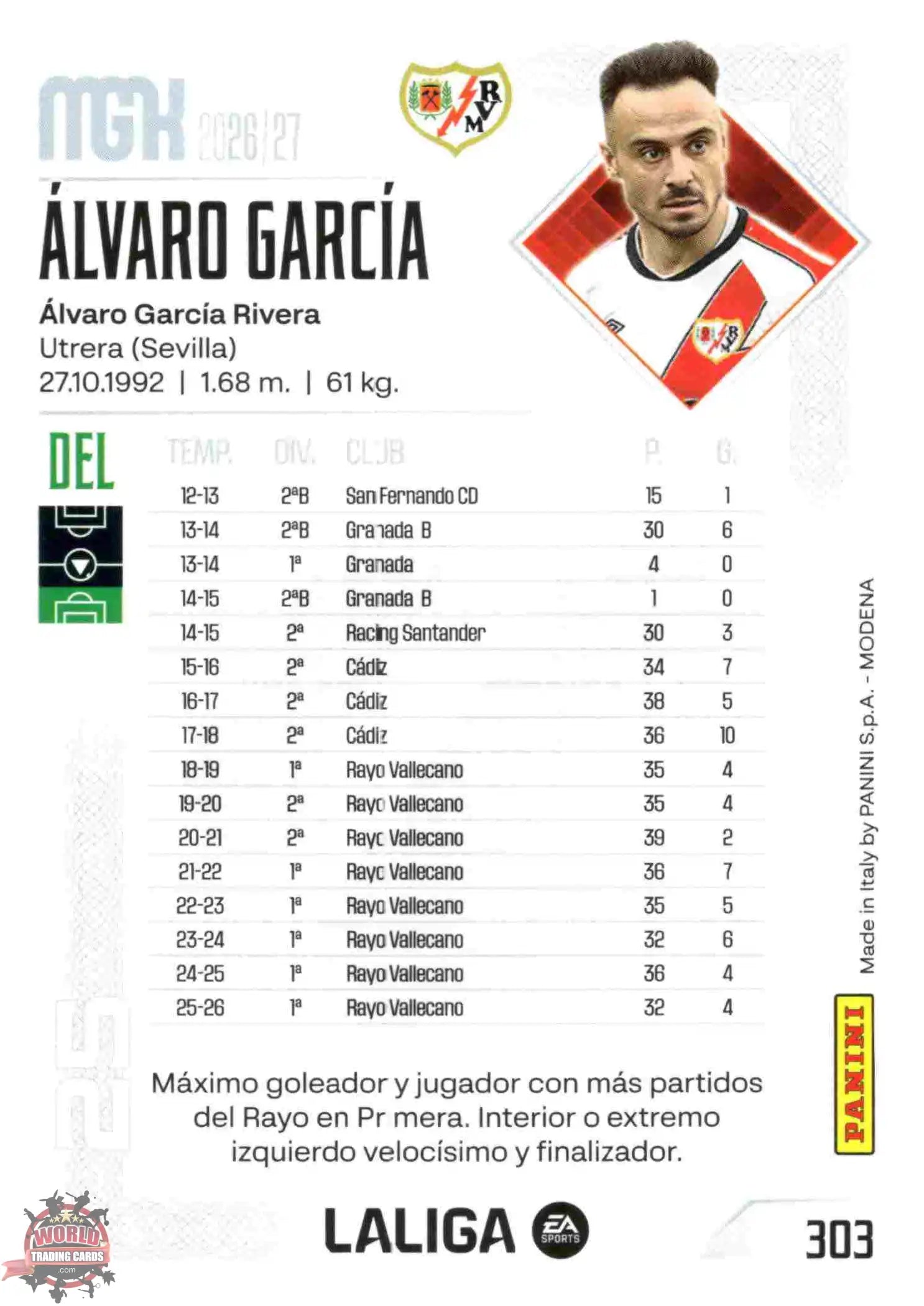 Panini | Megacracks | 2026-2027 | #303 | Álvaro García | Rayo Vallecano | Basico