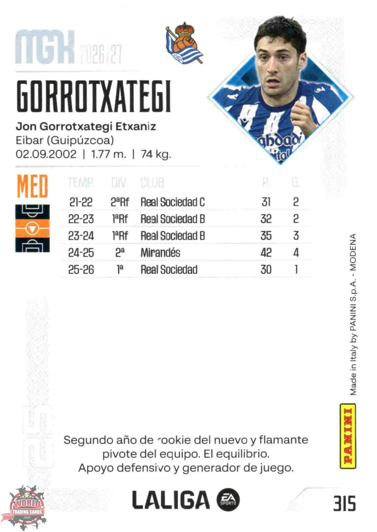 Panini | Megacracks | 2026-2027 | #315 | Gorrotxategi | Real Sociedad | Basico