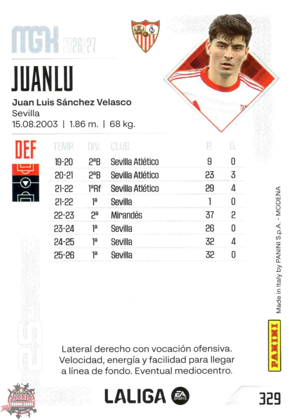 Juanlu - Sevilla FC - Panini Megacracks - 2025-2026 - #329 - Basic