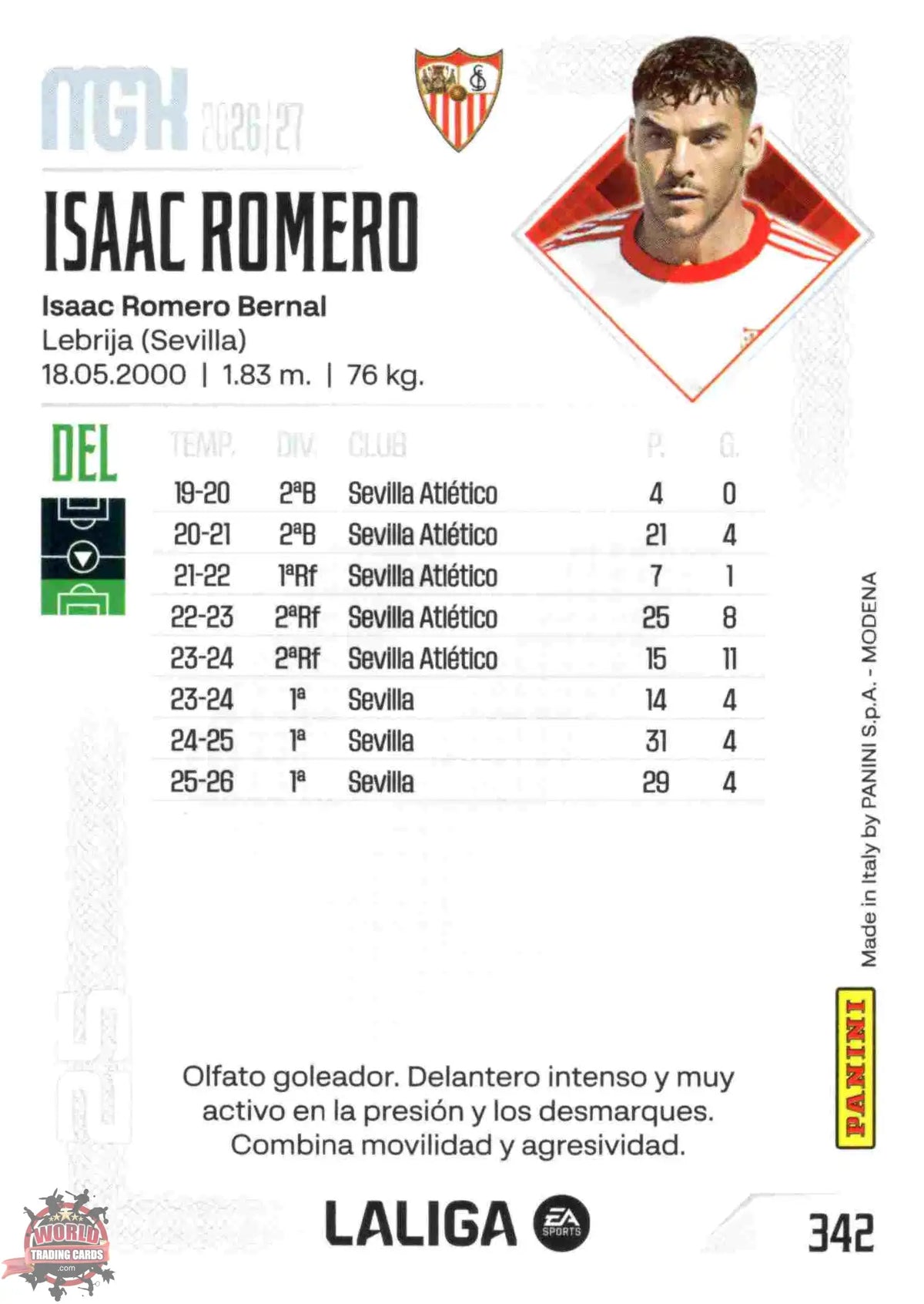 Panini | Megacracks | 2026-2027 | #342 | Isaac Romero | Sevilla FC | Basico
