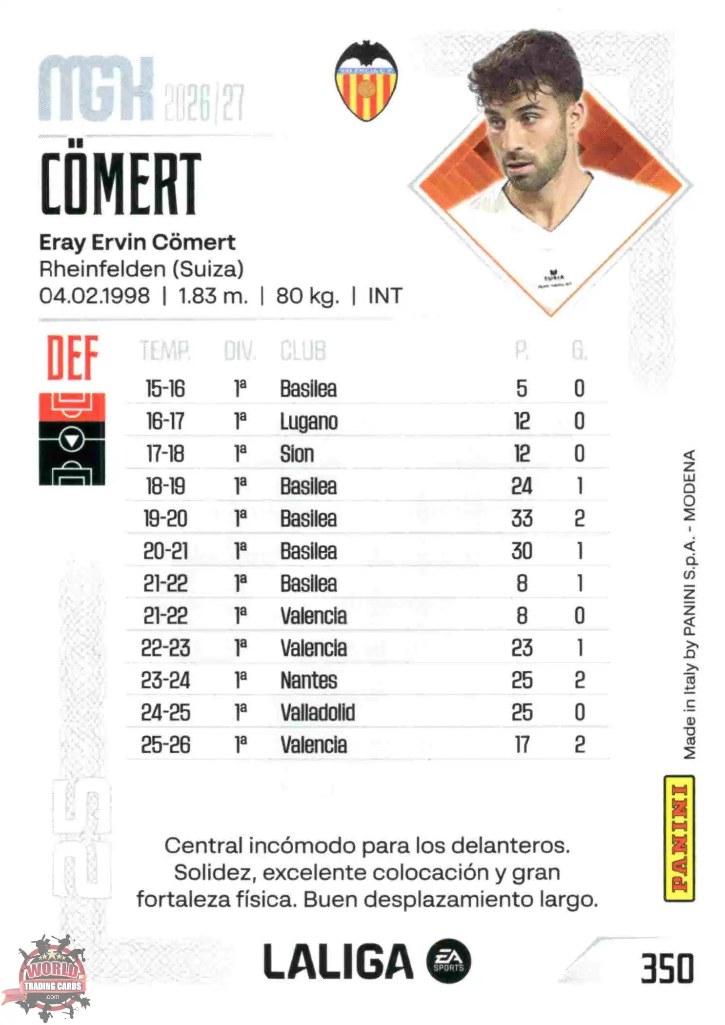 Panini | Megacracks | 2026-2027 | #350 | Cömert | Valencia CF | Basico