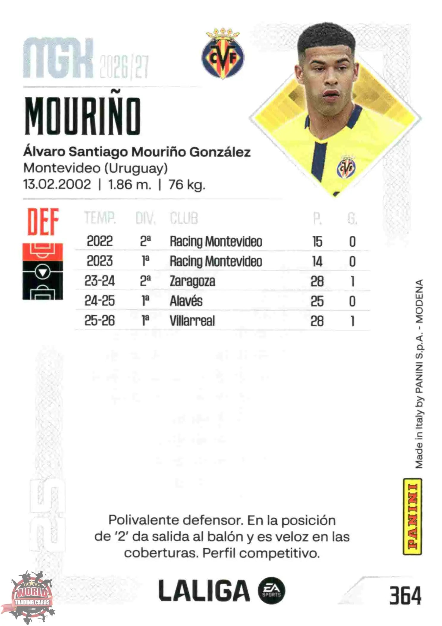 Panini | Megacracks | 2026-2027 | #364 | Mouriño | Villarreal CF | Basico