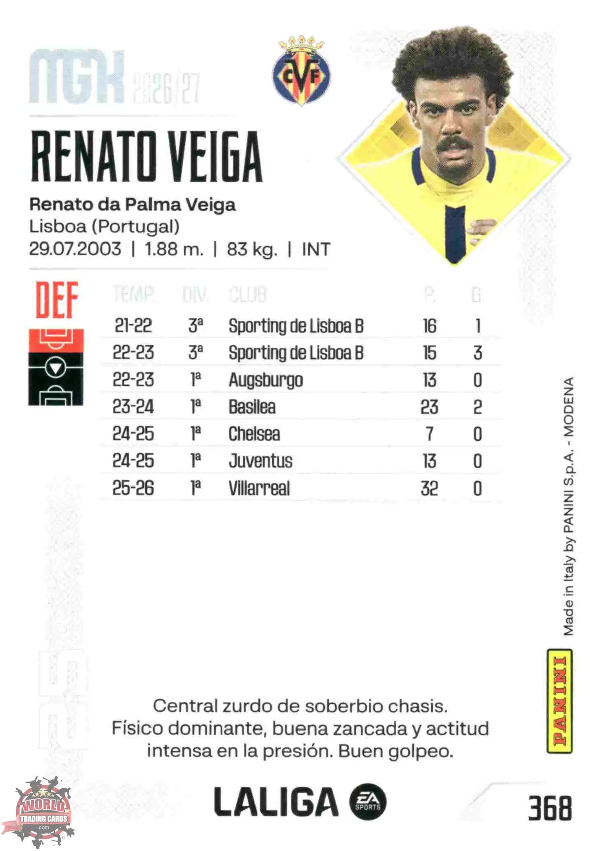 Panini | Megacracks | 2026-2027 | #368 | Renato Veiga | Villarreal CF | Basico