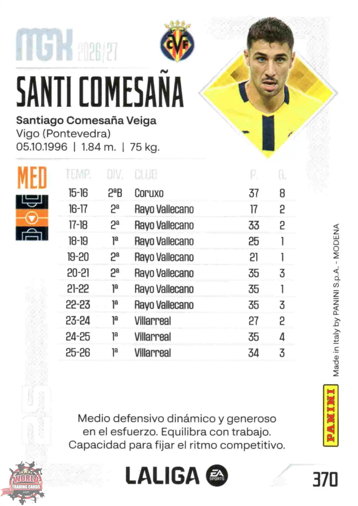 Panini | Megacracks | 2026-2027 | #370 | Santi Comesaña | Villarreal CF | Basico