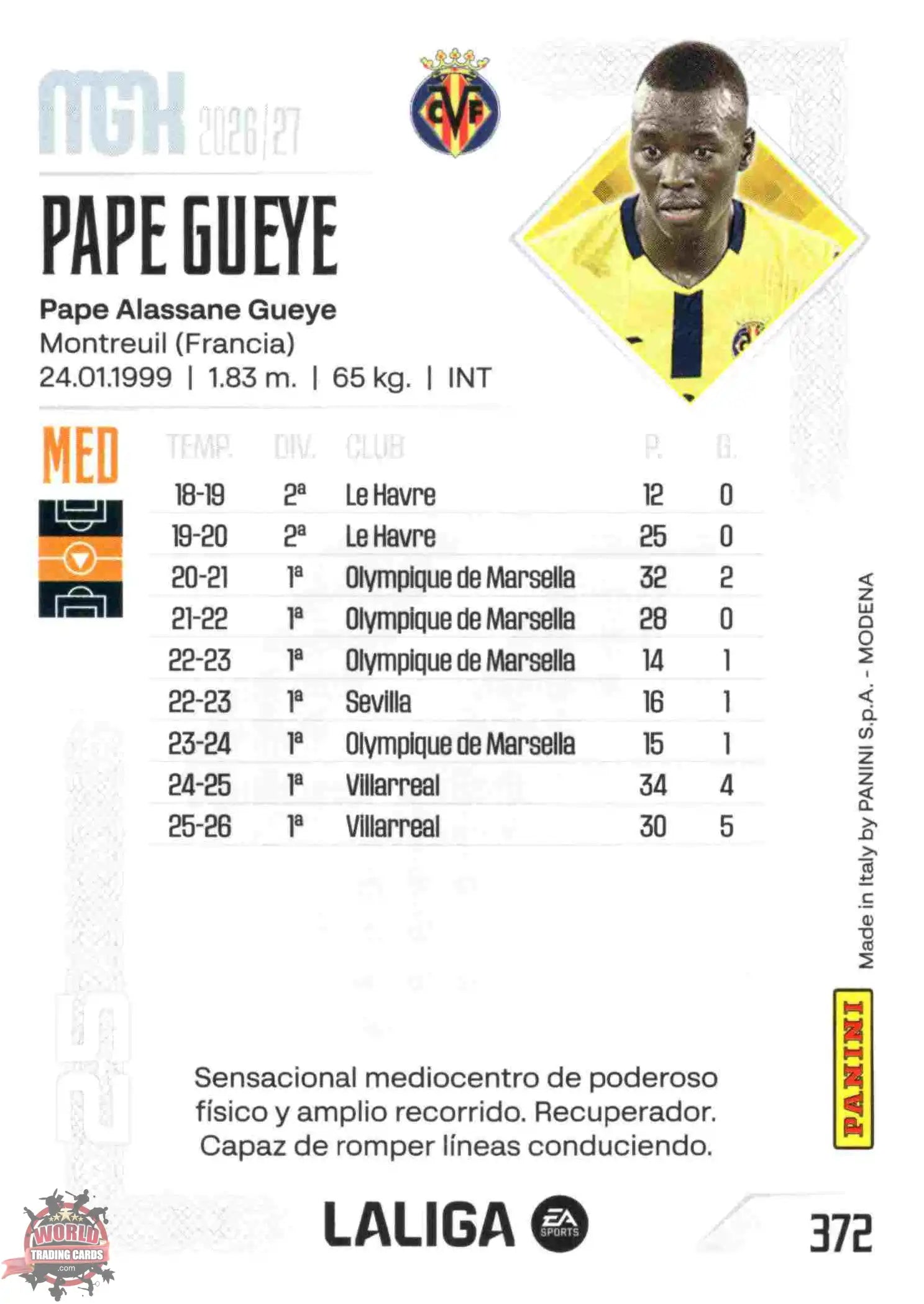 Panini | Megacracks | 2026-2027 | #372 | Pape Gueye | Villarreal CF | Basico