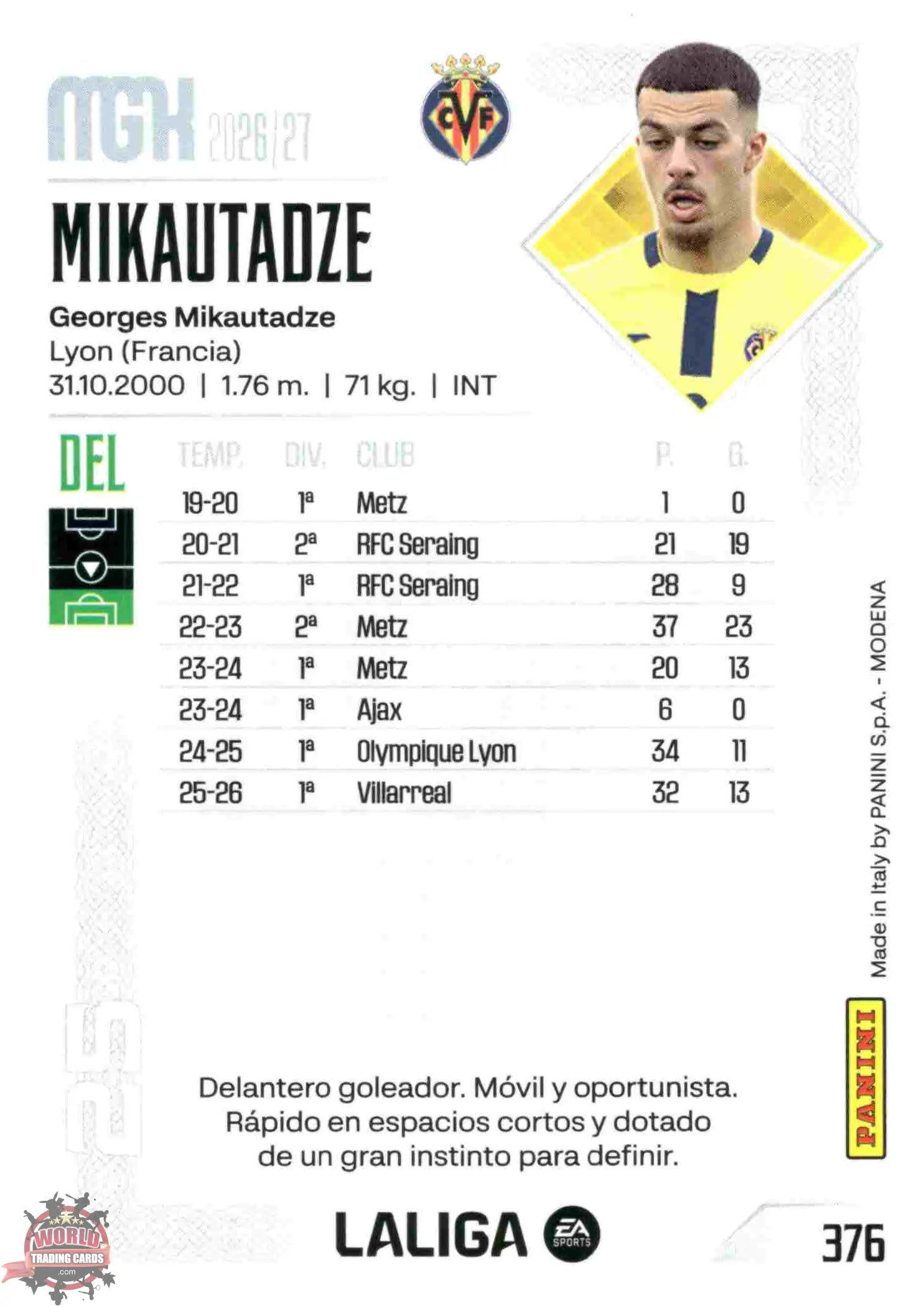 Panini | Megacracks | 2026-2027 | #376 | Mikautadze | Villarreal CF | Basico
