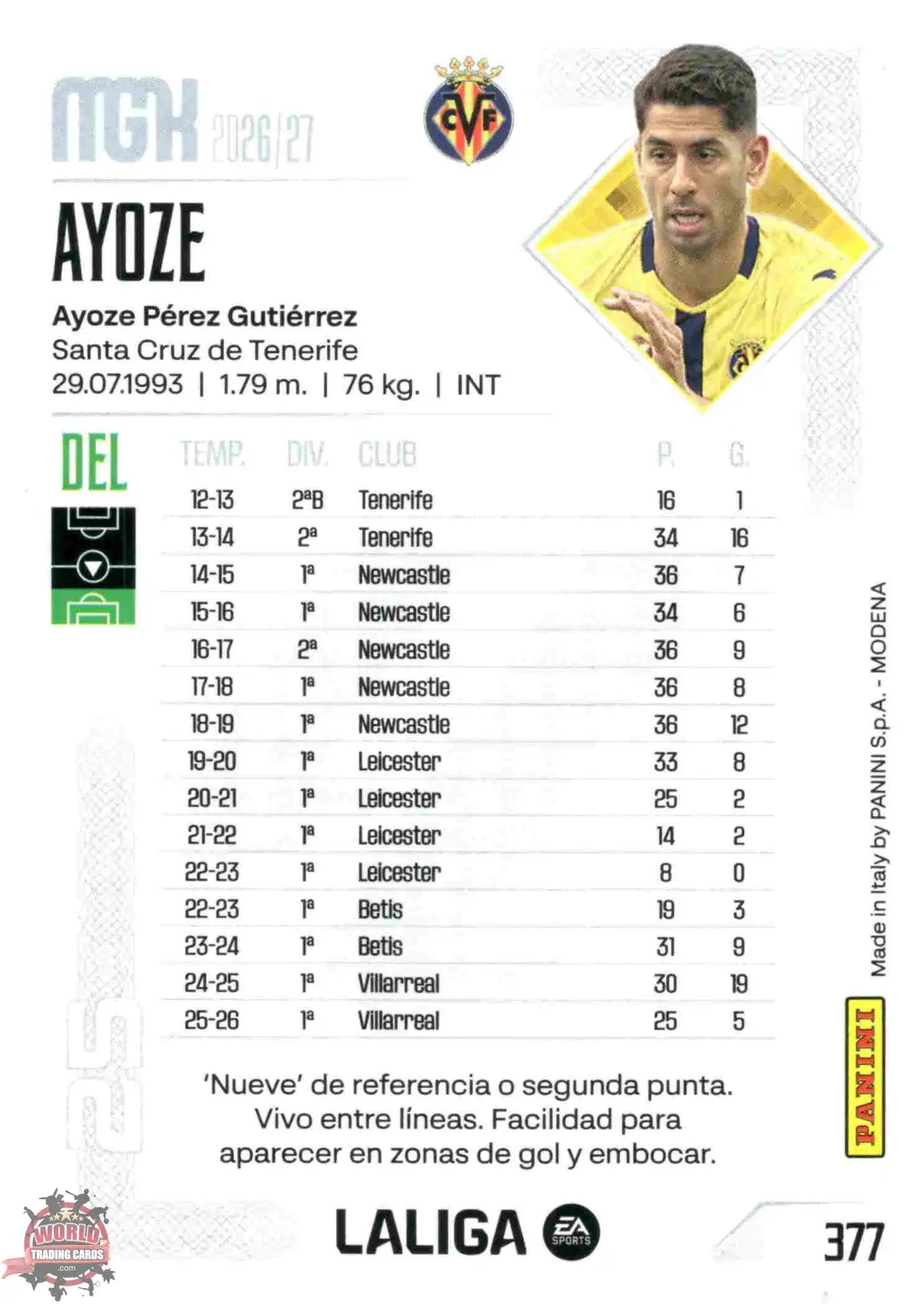 Panini | Megacracks | 2026-2027 | #377 | Ayoze | Villarreal CF | Basico
