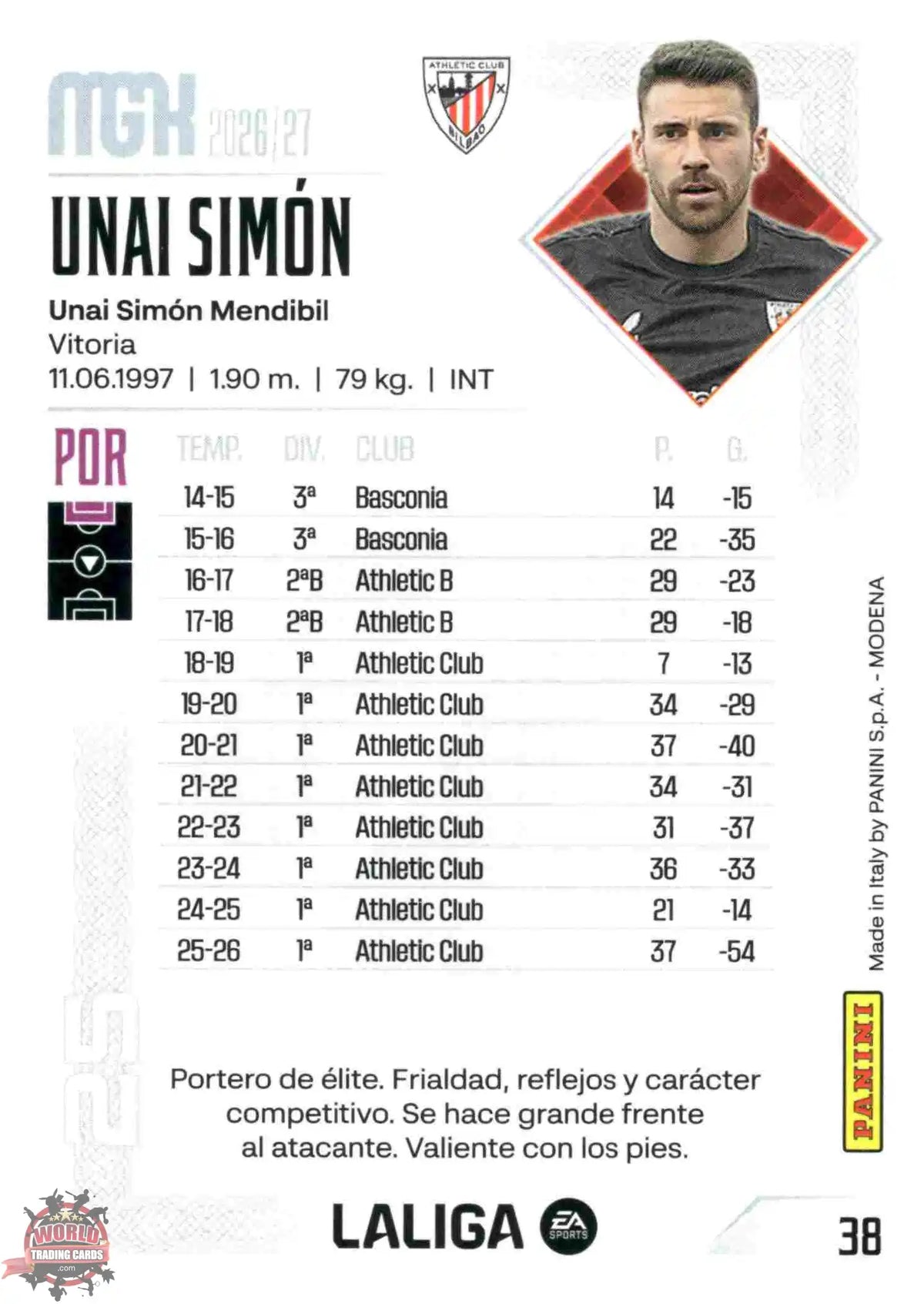 Panini | Megacracks | 2026-2027 | #038 | Unai Simón | Athletic Club | Basico