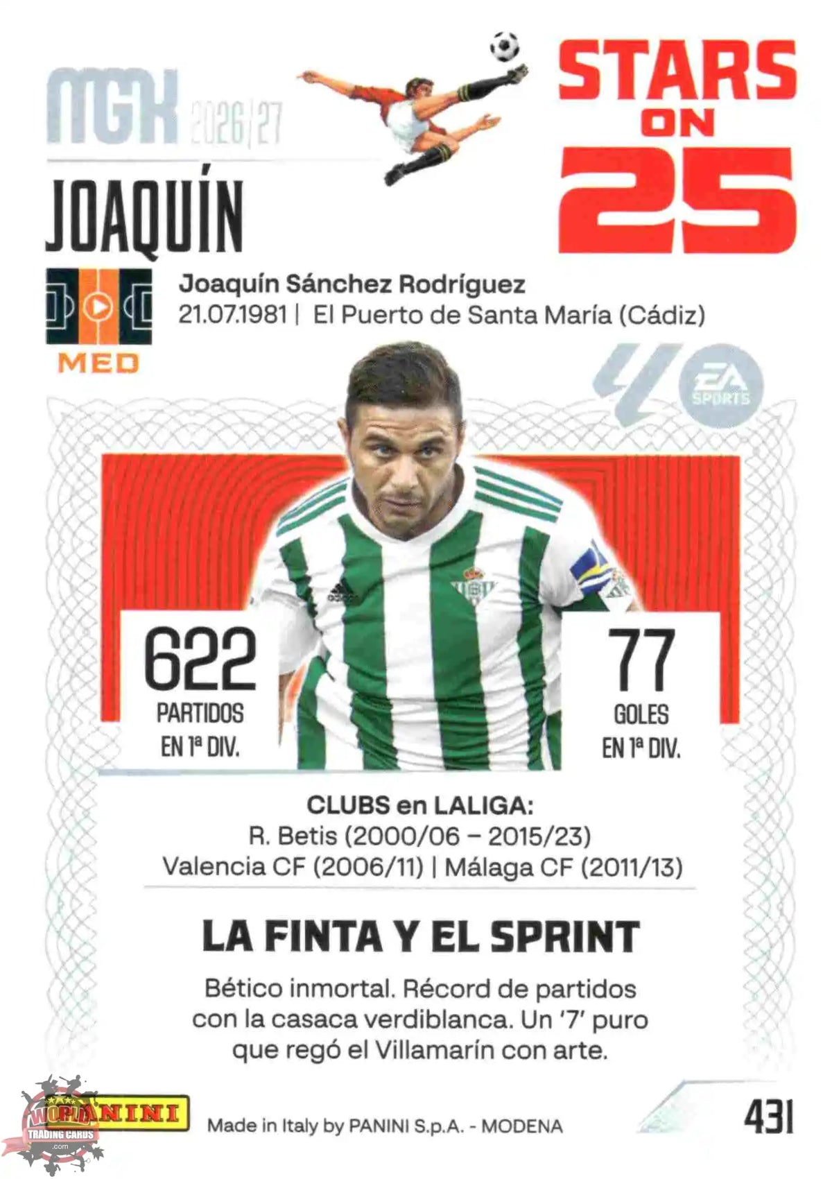 Panini | Megacracks | 2026-2027 | #431 | Joaquín | Real Betis | Stars on 25