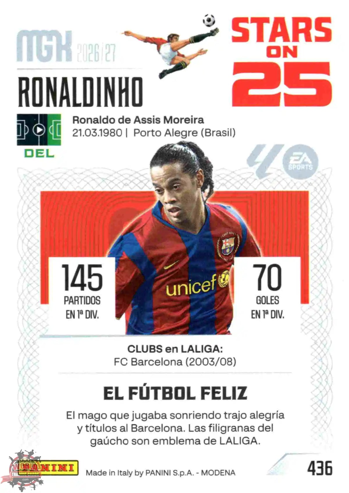 Panini | Megacracks | 2026-2027 | #436 | Ronaldinho | FC Barcelona | Stars on 25
