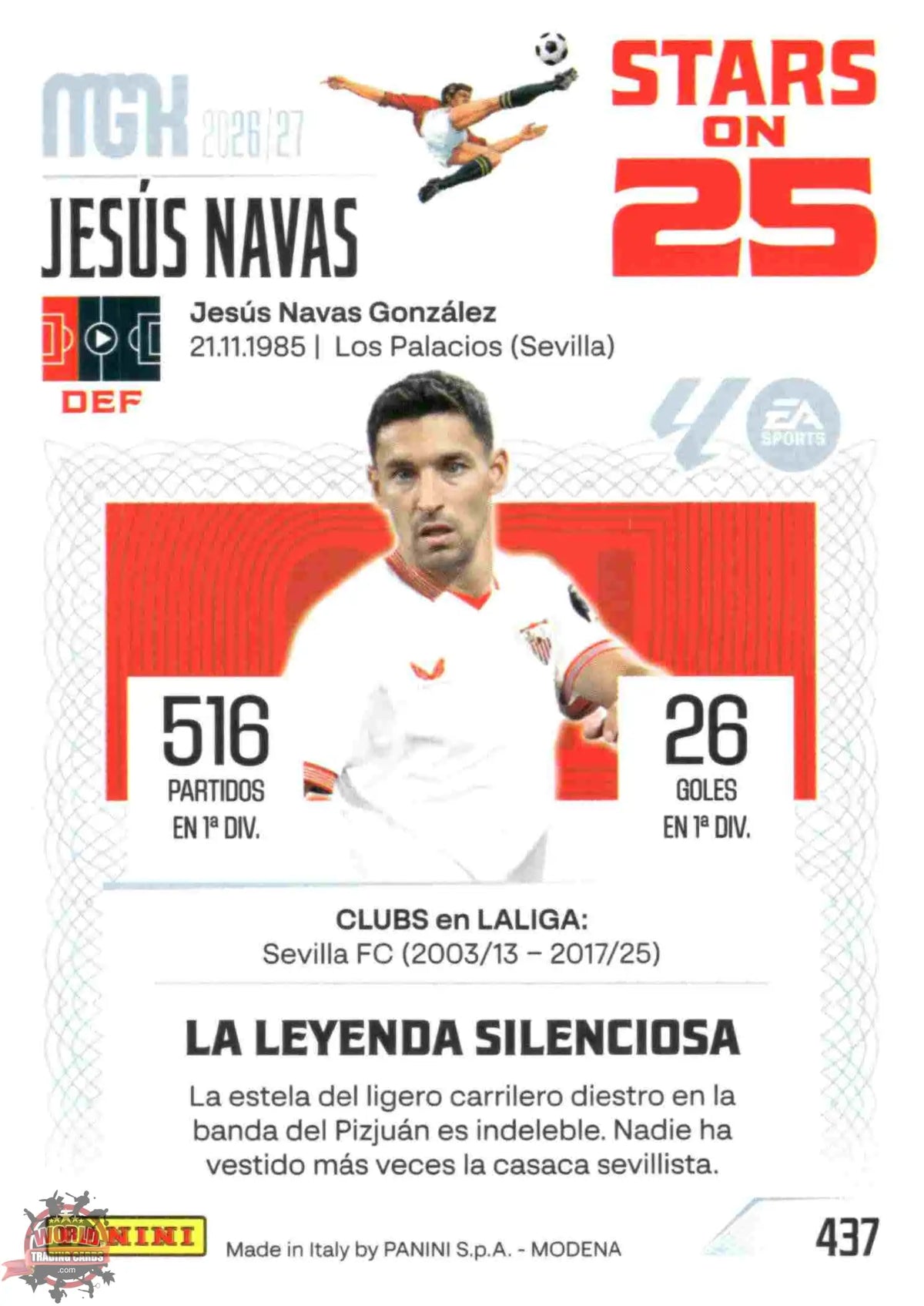 Panini | Megacracks | 2026-2027 | #437 | Jesús Navas | Sevilla FC | Stars on 25
