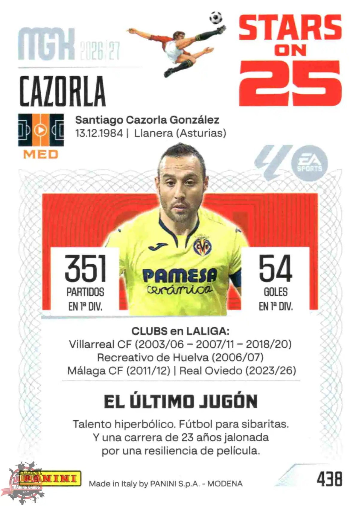 Panini | Megacracks | 2026-2027 | #438 | Cazorla | Villarreal CF | Stars on 25