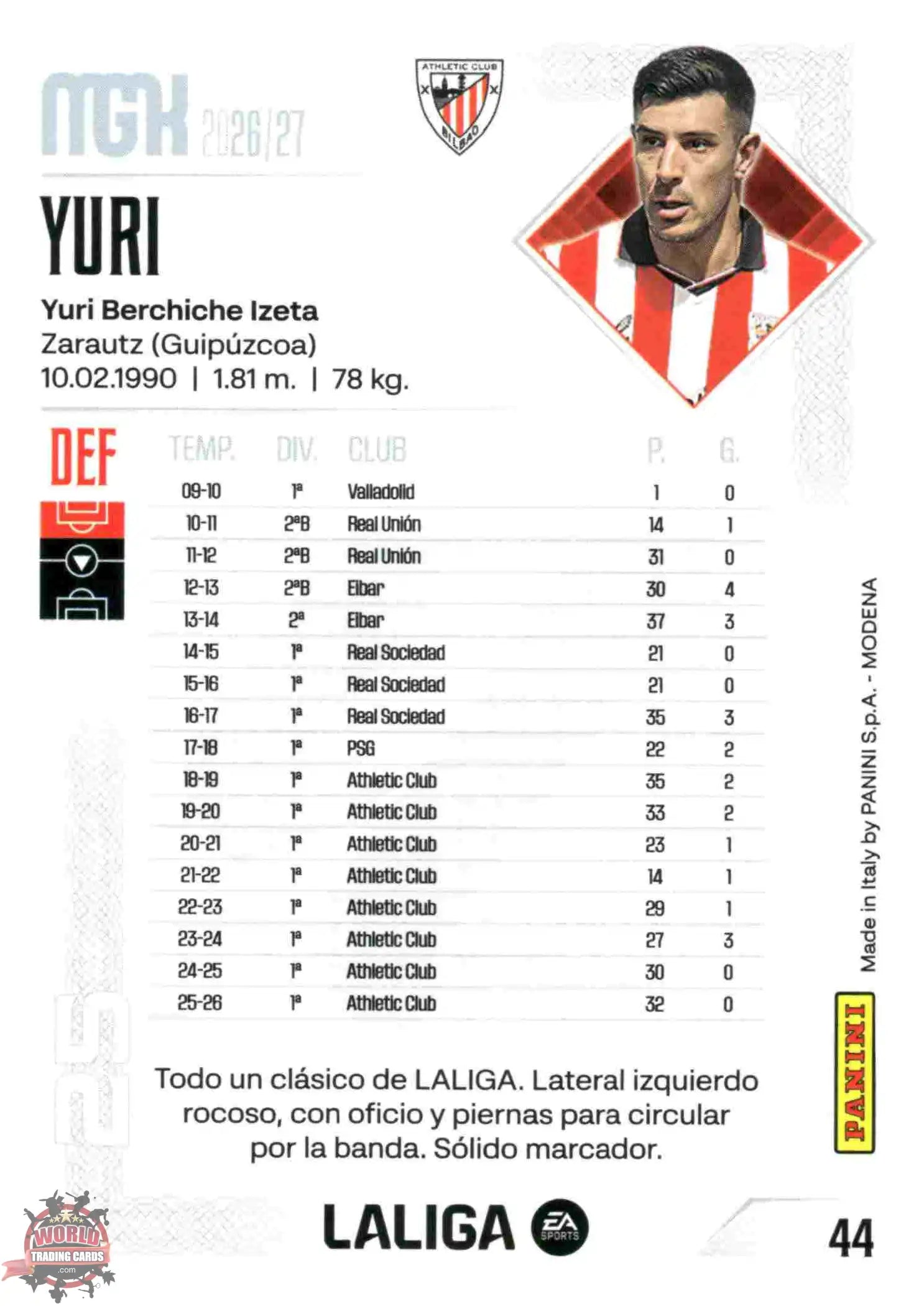 Panini | Megacracks | 2026-2027 | #044 | Yuri | Athletic Club | Basico
