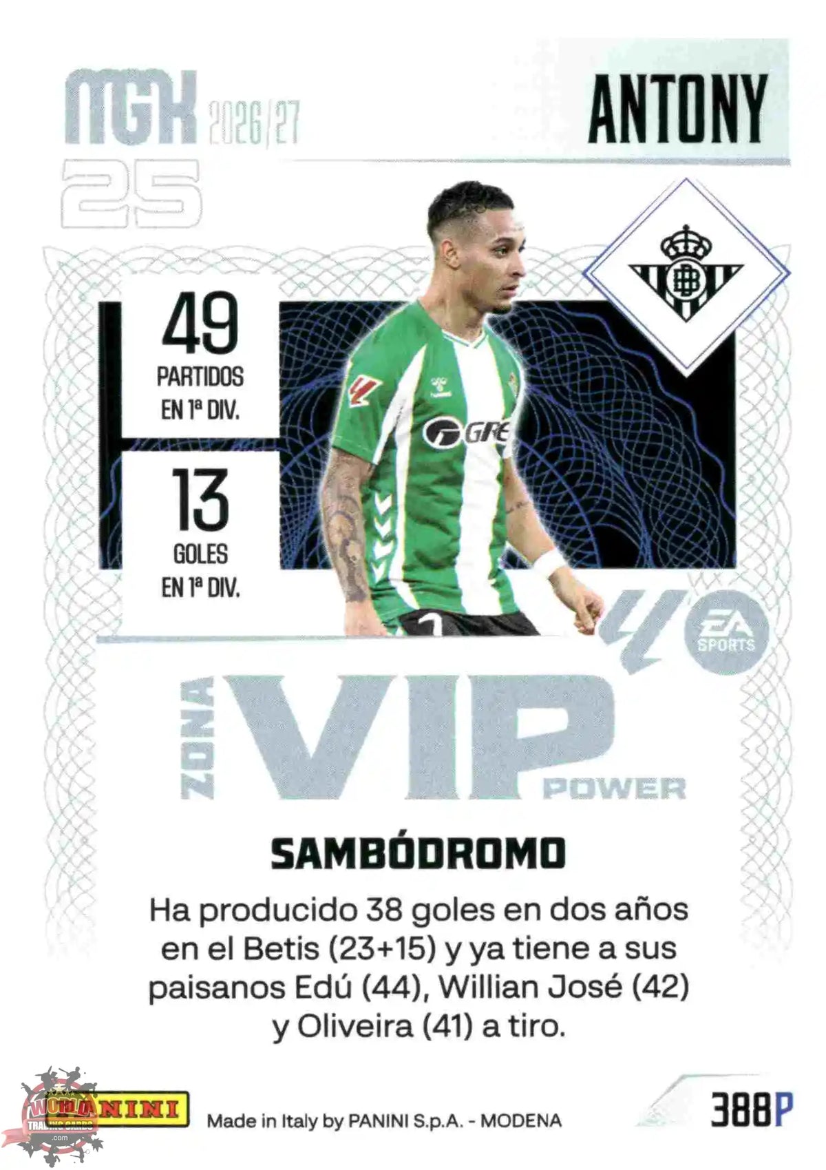 Panini | Megacracks | 2026-2027 | #388P | Antony | Real Betis | Zona Vip Power