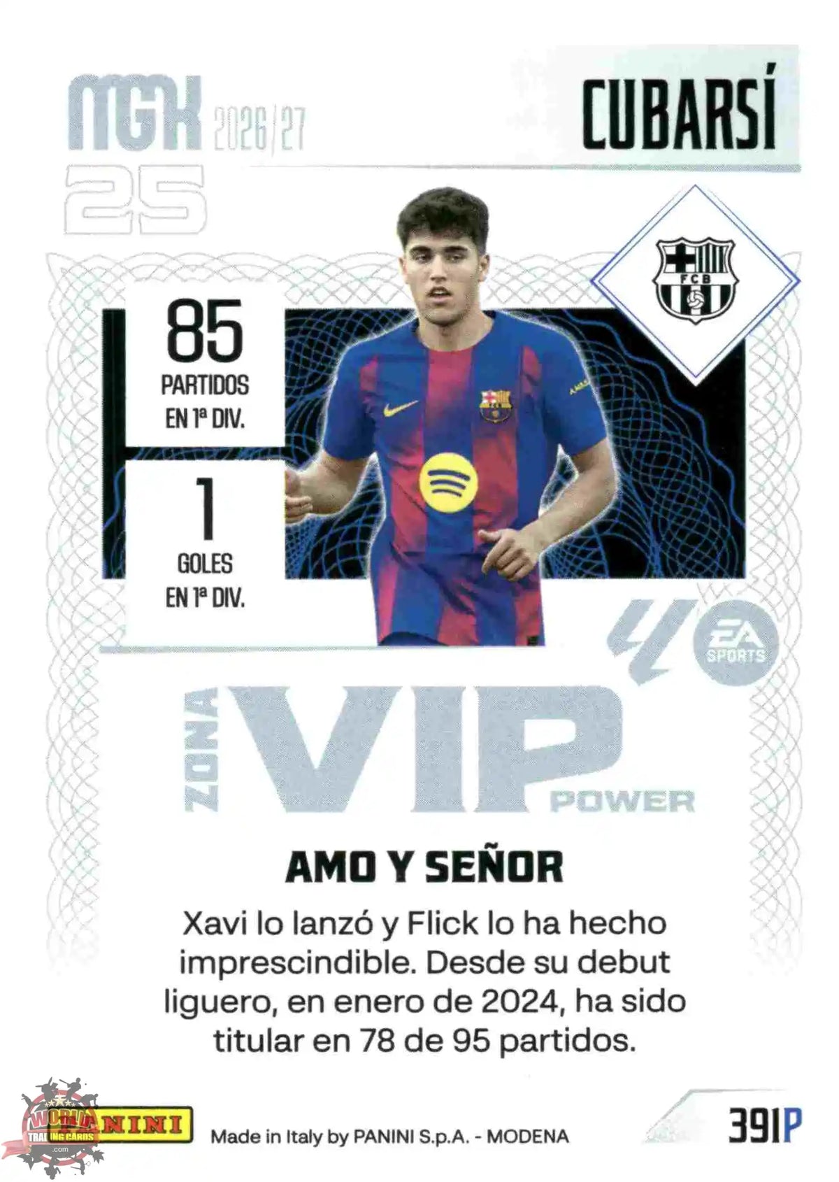 Panini | Megacracks | 2026-2027 | #391P | Cubarsí | FC Barcelona | Zona Vip Power