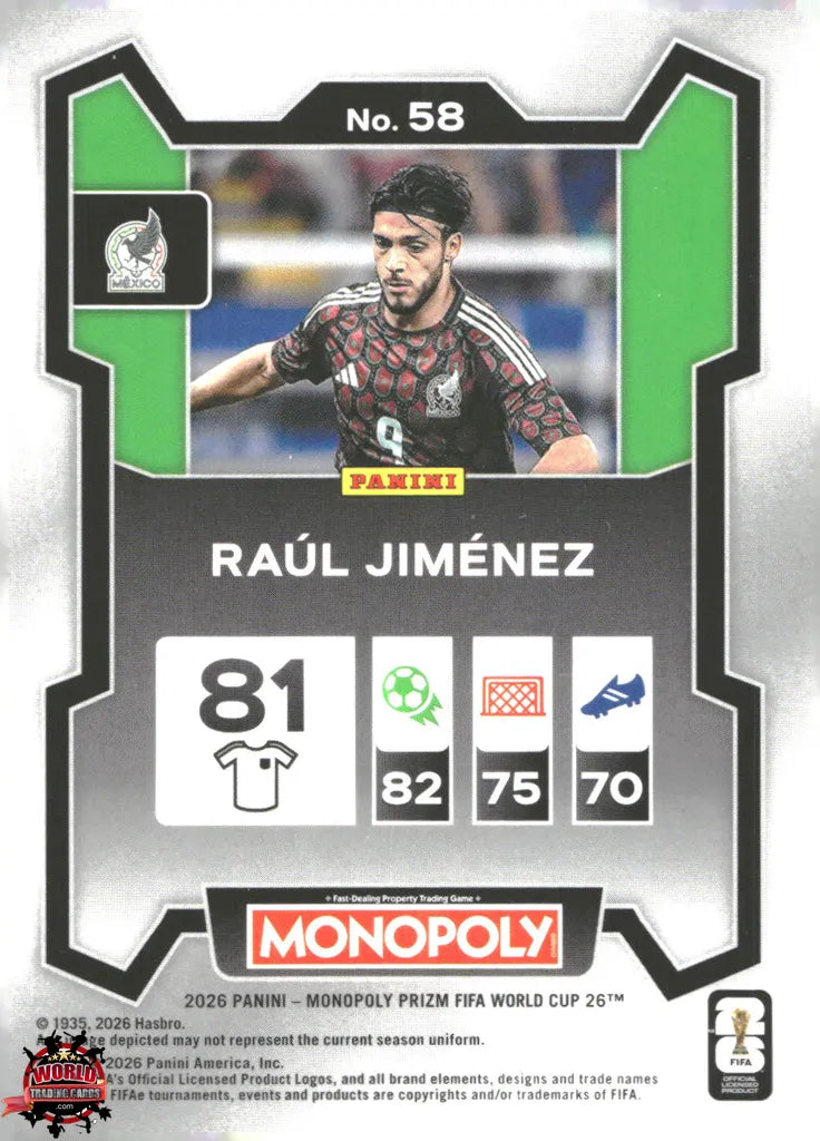 #PMPWC/058 | Panini | Monopoly | Prizm | FIFA World Cup | 2026 | Raul Jimenez | Base