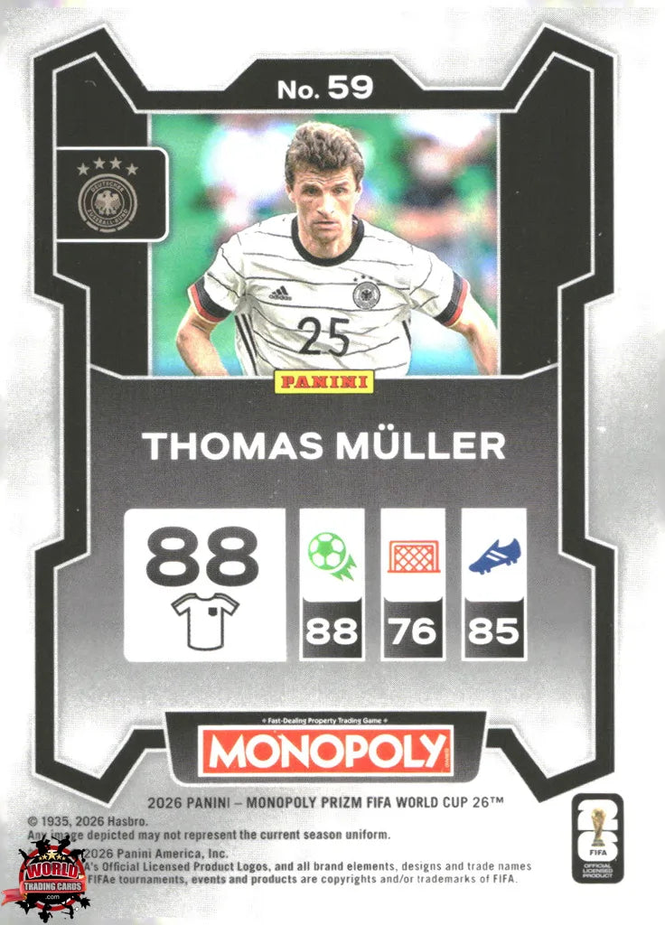 #PMPWC/059 | Panini | Monopoly | Prizm | FIFA World Cup | 2026 | Thomas Muller | Base