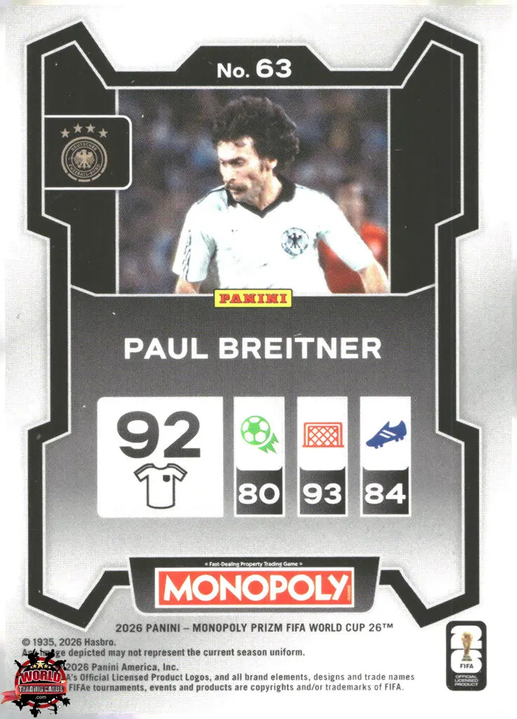 #PMPWC/063 | Panini | Monopoly | Prizm | FIFA World Cup | 2026 | Paul Breitner | Base
