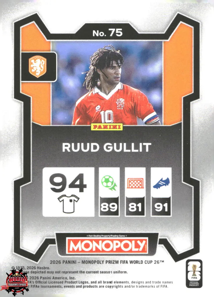 #PMPWC/075 | Panini | Monopoly | Prizm | FIFA World Cup | 2026 | Ruud Gullit | Base