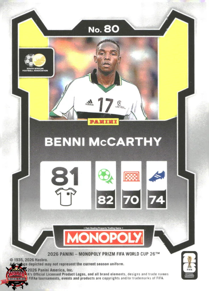 #PMPWC/080 | Panini | Monopoly | Prizm | FIFA World Cup | 2026 | Benni Mccarthy | Base