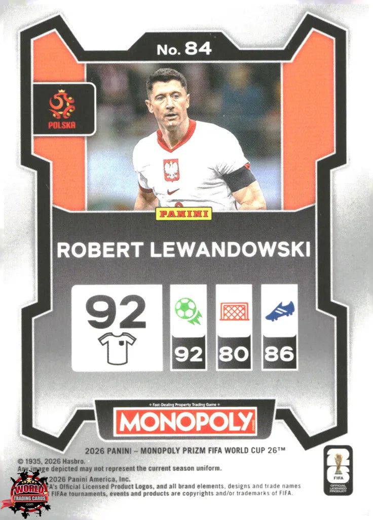 #PMPWC/084 | Panini | Monopoly | Prizm | FIFA World Cup | 2026 | Robert Lewandowski | Base