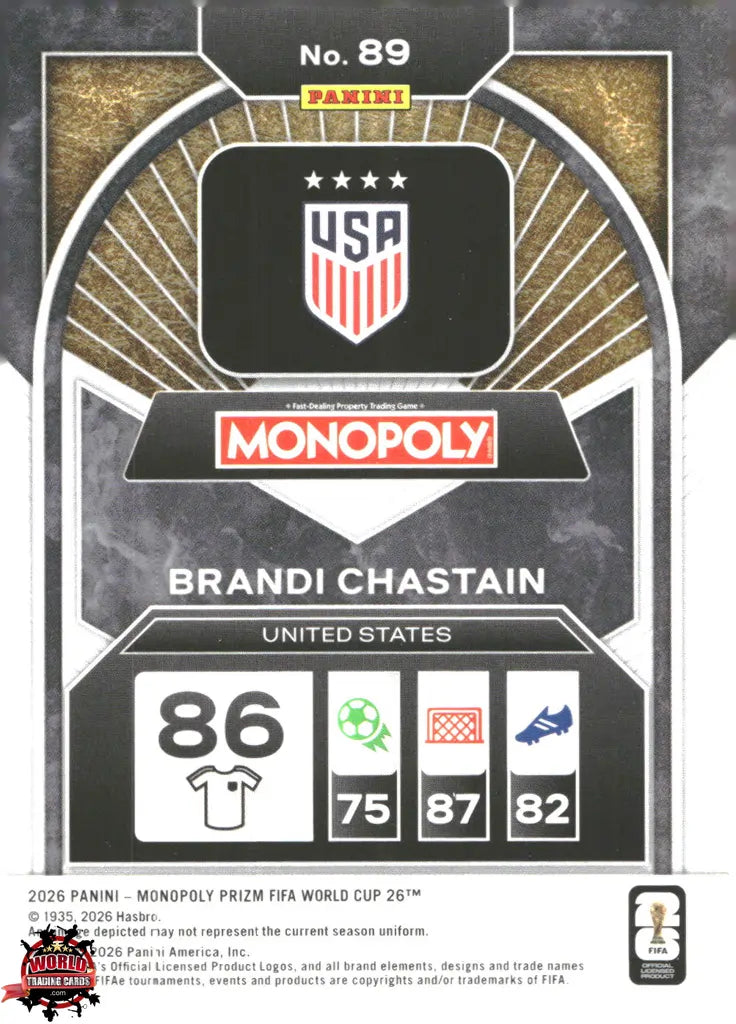 #PMPWC/089 | Panini | Monopoly | Prizm | FIFA World Cup | 2026 | Brandi Chastain | Base