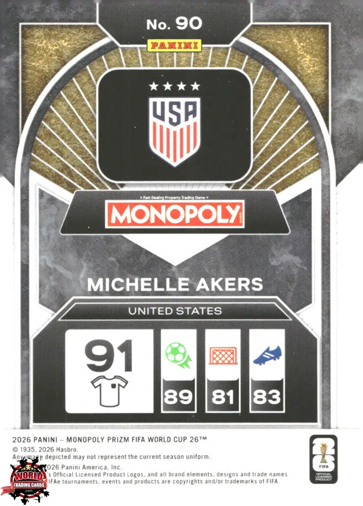 #PMPWC/090 | Panini | Monopoly | Prizm | FIFA World Cup | 2026 | Michelle Akers | Base