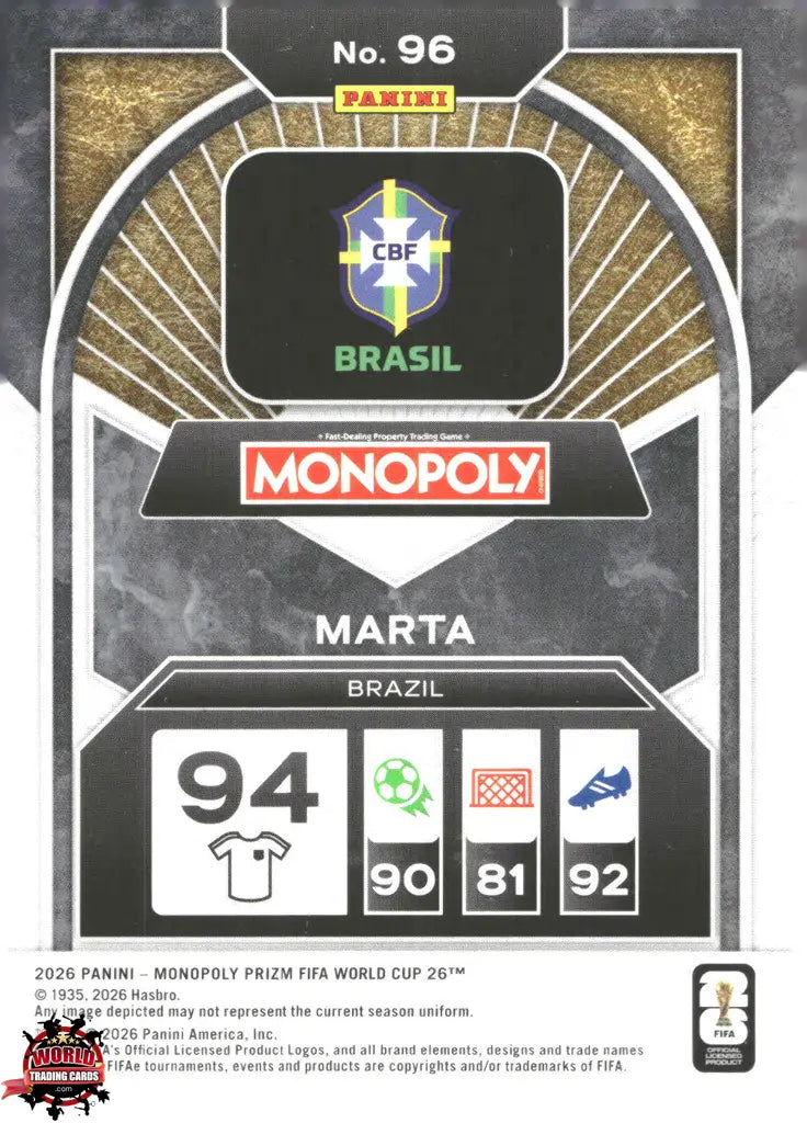 #PMPWC/096 | Panini | Monopoly | Prizm | FIFA World Cup | 2026 | Marta | Base