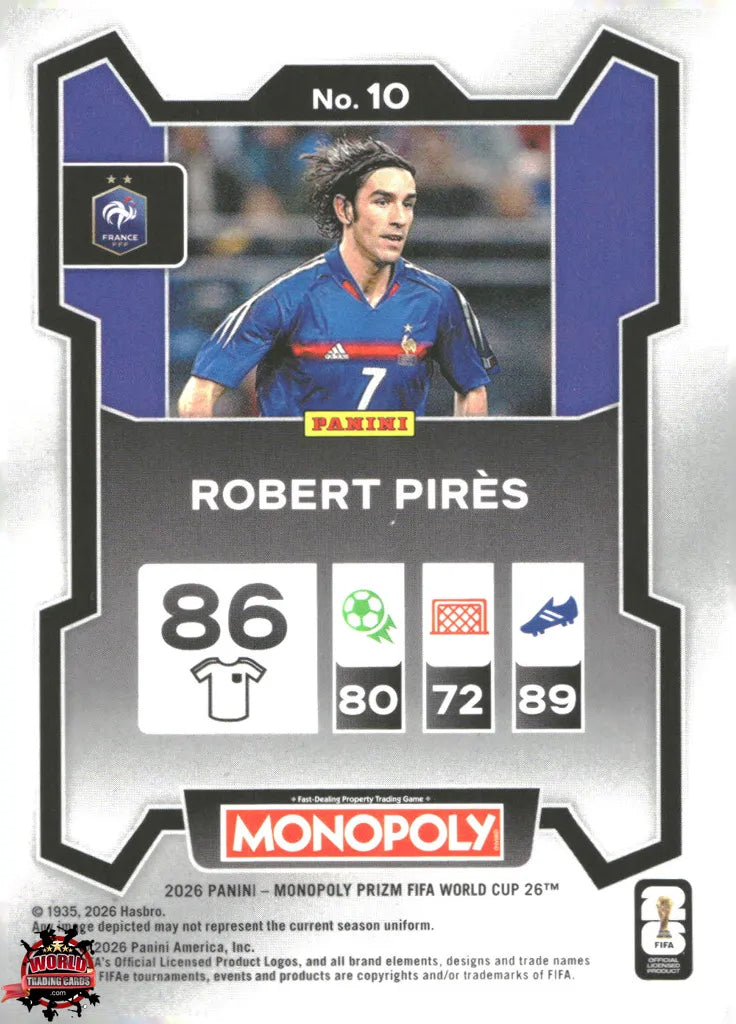 #PMPWC/010 | Panini | Monopoly | Prizm | FIFA World Cup | 2026 | Robert Pires | Base