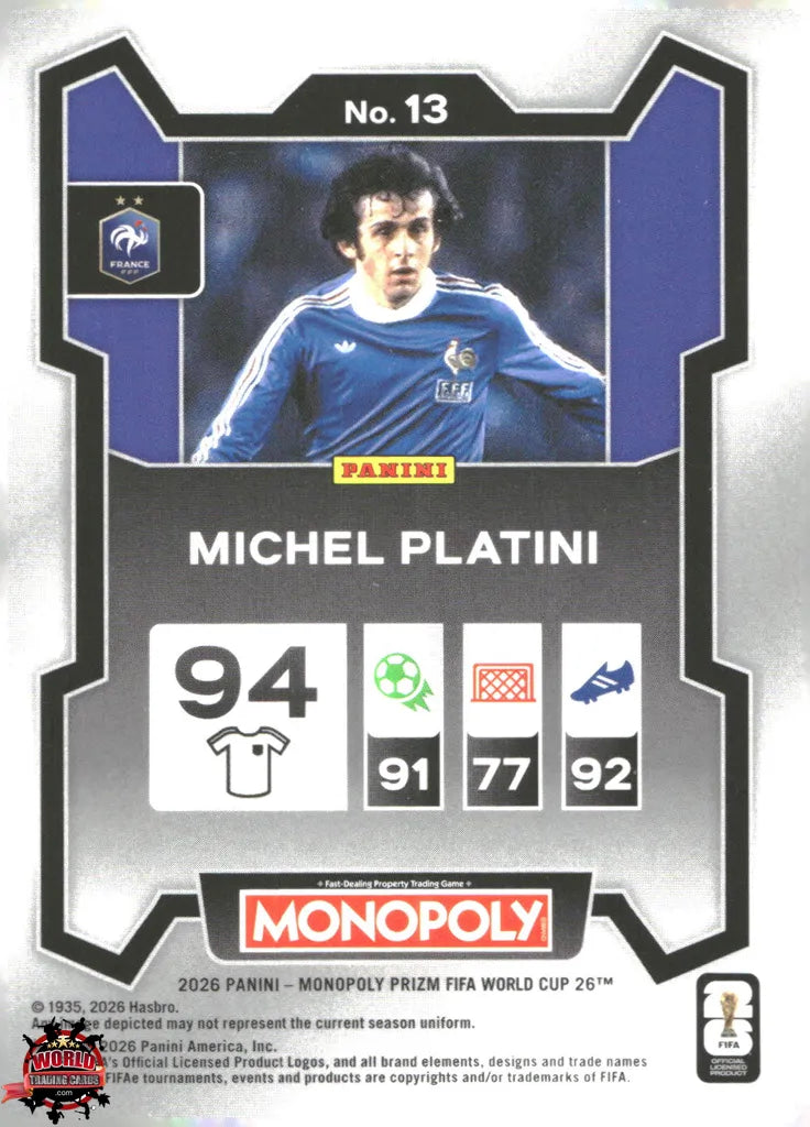 #PMPWC/013 | Panini | Monopoly | Prizm | FIFA World Cup | 2026 | Michel Platini | Base