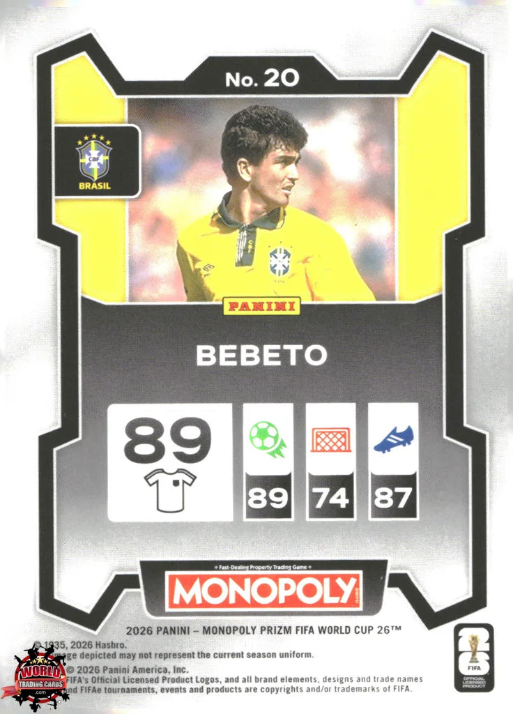 #PMPWC/020 | Panini | Monopoly | Prizm | FIFA World Cup | 2026 | Bebeto | Base