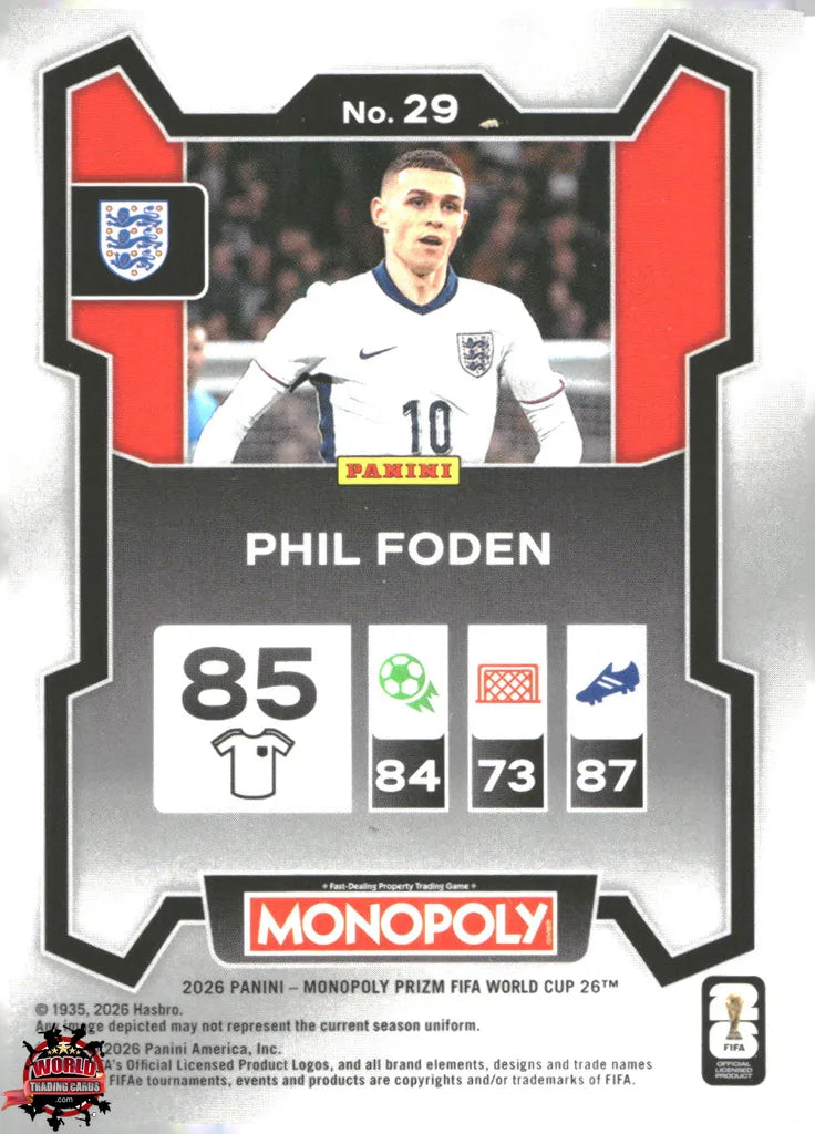 #PMPWC/029 | Panini | Monopoly | Prizm | FIFA World Cup | 2026 | Phil Foden | Base