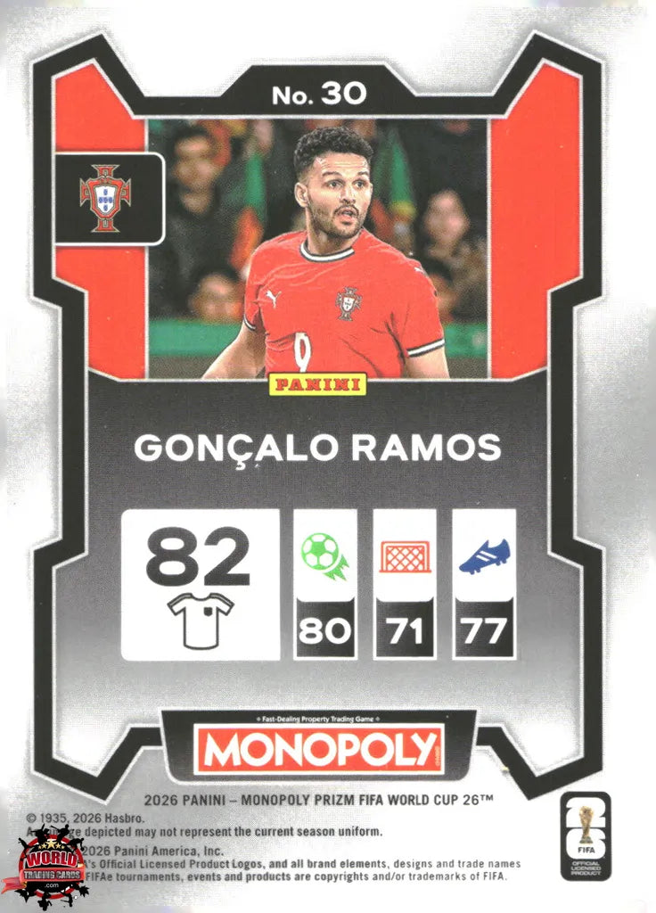 #PMPWC/030 | Panini | Monopoly | Prizm | FIFA World Cup | 2026 | Gonçalo Ramos | Base